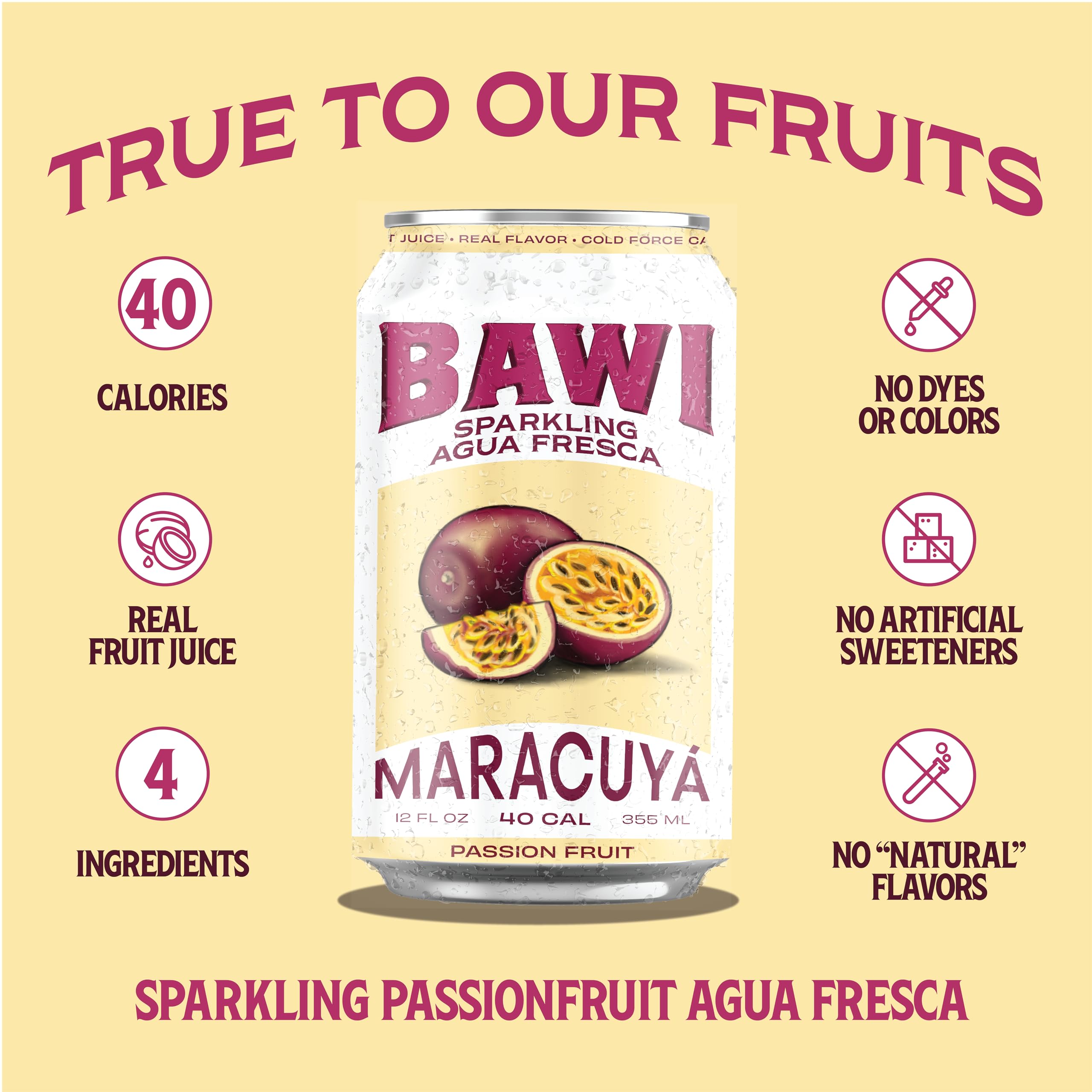 Bawi La Guayaba Sparkling Agua Fresca, Pink Guava with hints of Orange and Hibiscus, 12 Pack, 480 ml