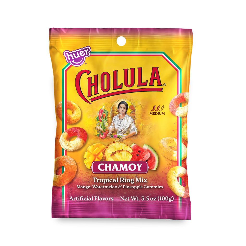 Huer – Cholula Chamoy Tropical Gummy Rings – Sweet & Spicy Mango, Watermelon & Pineapple Candy with Cholula Twist – 5oz Bag (Pack of 2)
