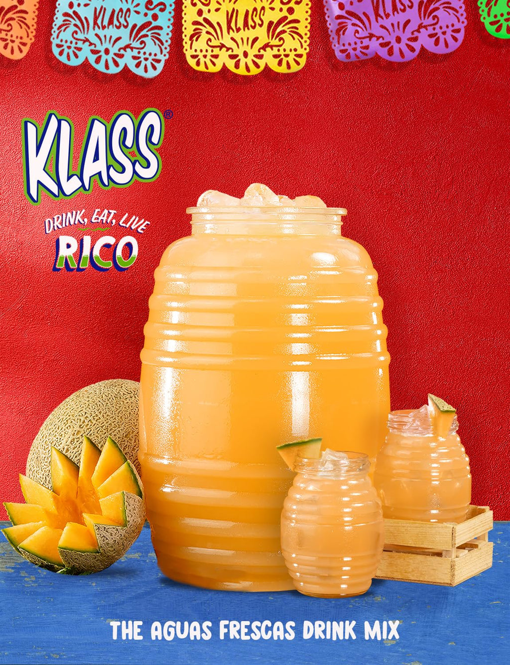 Klass Aguas Frescas Drink Mix Tropical Variety Pack - Strawberry, Grape, Tropical Punch & Orange - Powder Drink Mix, Water Drink Mix with Natural Flavors & Vitamin C, Makes 28 to 36 Quarts (56 to 72 Drinks)