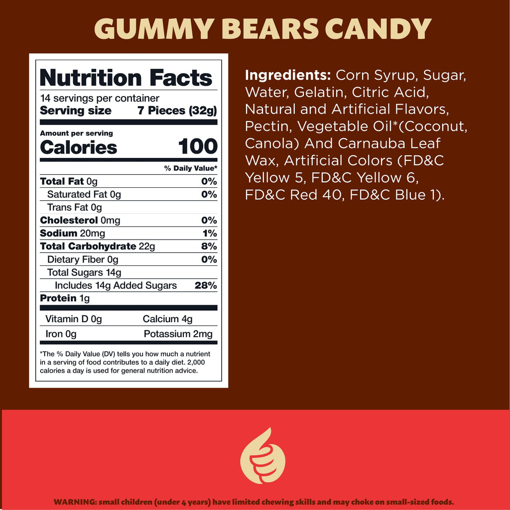 Gummy Bears, Assorted Fruit Flavors, Chewy Candy, 1 Lb Bag | Tropical Fruit & Berry Flavors, Candy for Goodie Bags