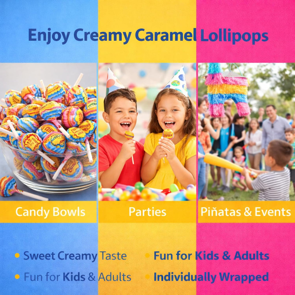 Creamy Lollipops Mexican 60 Count Variety Pack of Paletas Mexicanas Cremosas Caramelo Macizo Strawberry & Cream, Mango Yogurt, Chocolate Vanilla, Strawberry Yogurt Suckers
