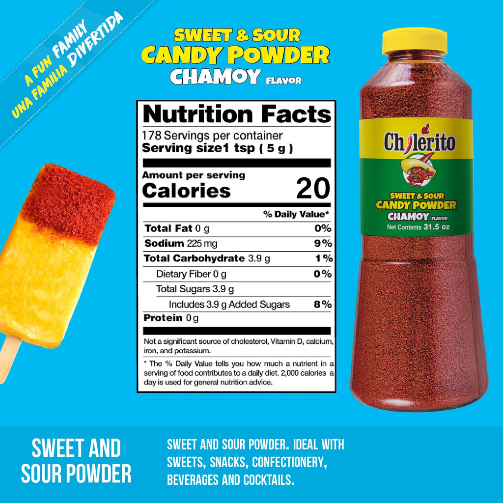 EL CHILERITO Chamoy Sauce Mango Flavor 1L/ 32.8 Fl. Oz + Candy Powder Chamoy Flavor 960g/ 32.2 Fl.Oz - Mexican Food - For Sweets, Fruits, Drinks And Cocktails - To Share With Family And Friends