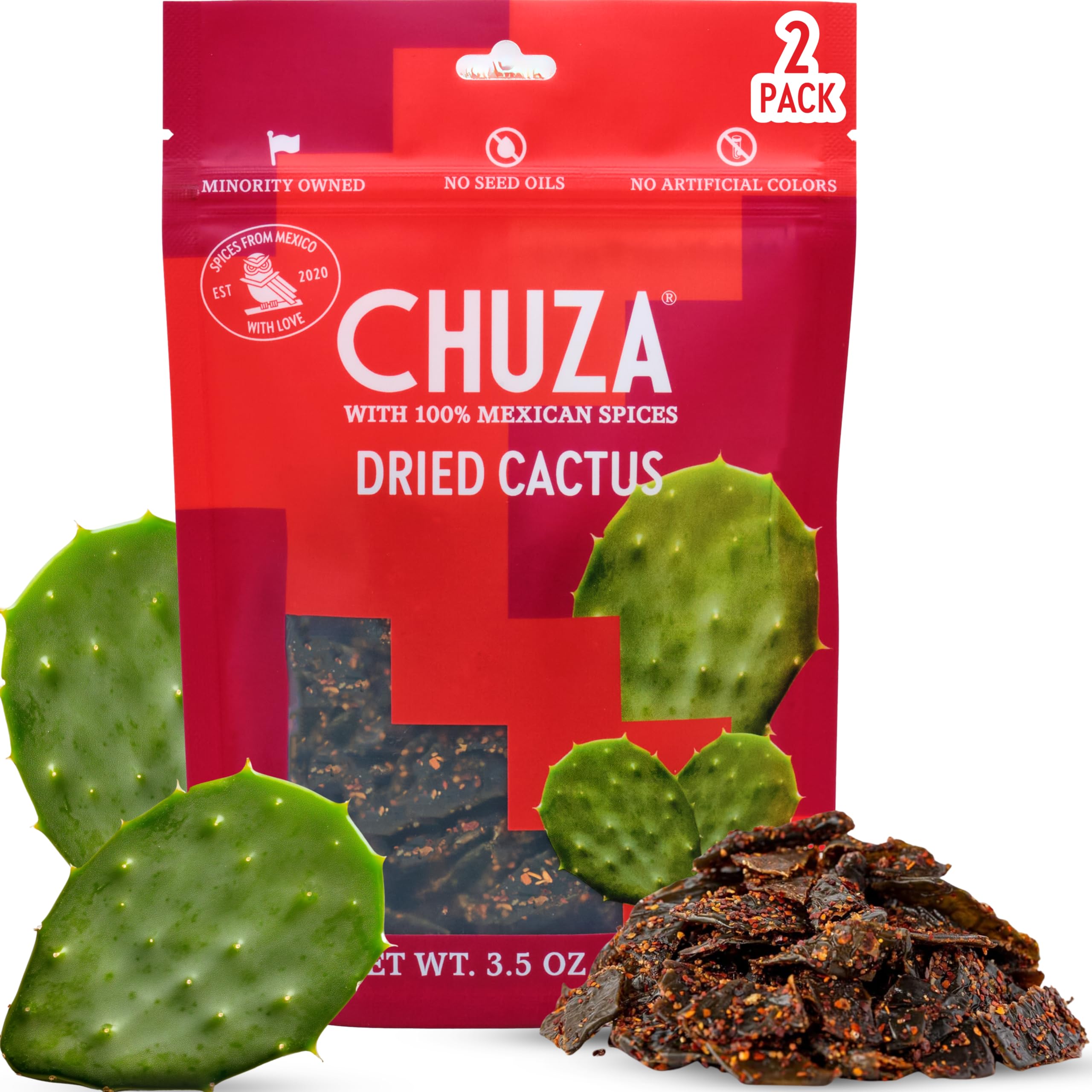 CHUZA Spicy Dried Mango Snacks Bites (4.5 oz. Pack of 2) – Mexican Candy Style Sweet Chili Dried Mango, with Chili Seasoning, Chili Powder, Dried Fruit Snacks, Spicy Snacks