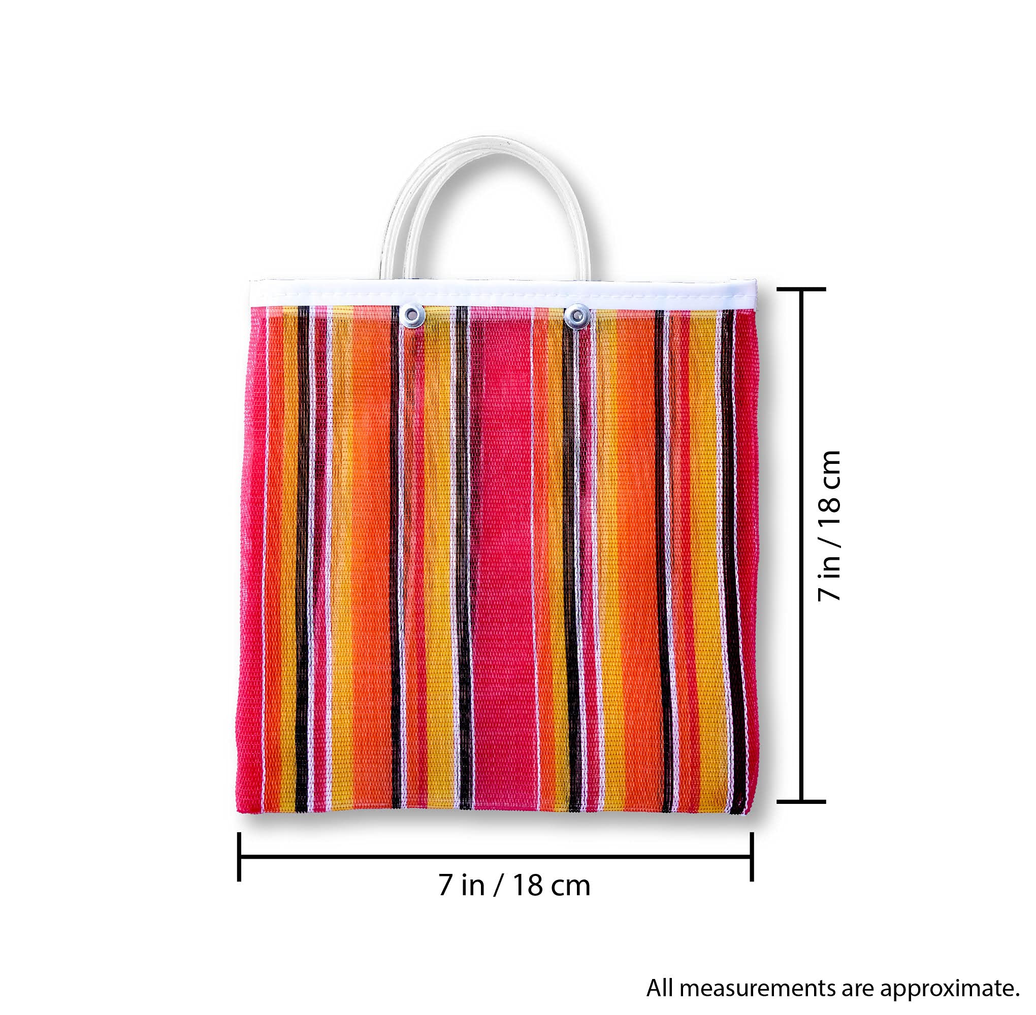 La Sol Imports Bolsitas Mexicanas Para Dulces Mini Mercado Bags Tote Para Dulces De Cumpleaños Goodie Bags Morralitos Dulceros Colorful Mesh Party Favor Perfect Size (7.5in x 7.5in) (12x)