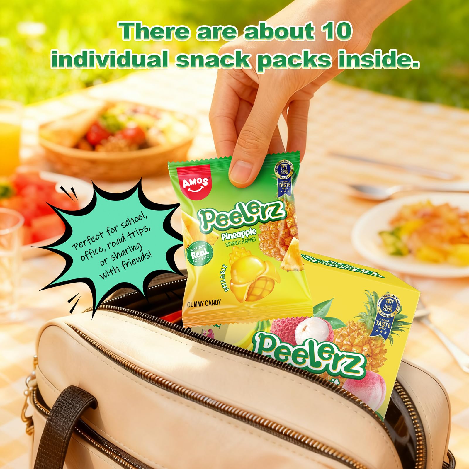 AMOS Peelerz Chili Mango Peelable Gummy Candy, Spicy Sweet Mango Flavor, Real Fruit Juice Infused, 8.47 OZ (240g)