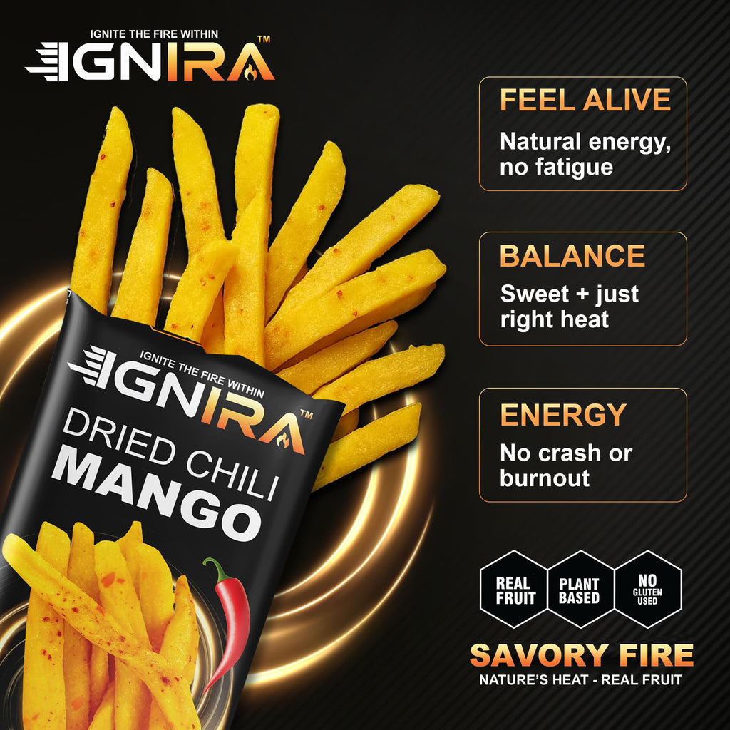 IGNIRA Dried Mango with chili, Sweet & Hot Fruit Snack Strips, Dry Chamoy Mangoes Slices, Chili Mangoes Snacks for Office, Gluten-Free, Plant-Based, Real Fruit, 3 Boxes (6 Packs x3, 1.76 oz Each)