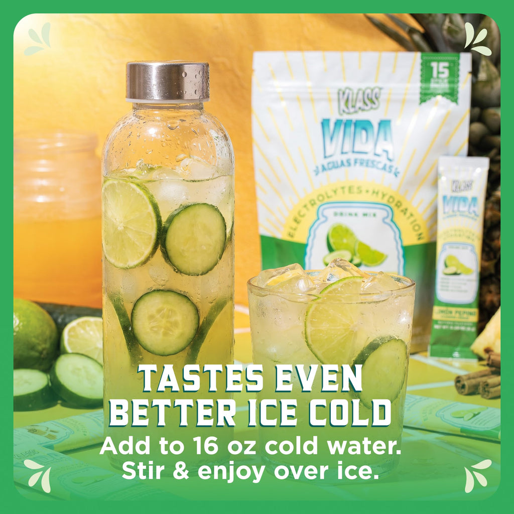 KLASS VIDA Daily Hydration Pineapple Agua Fresca Electrolyte Powder Packets | Sugar Free Electrolyte Drink Mix | Hydration Packets with Coconut Water & Minerals | 15 Stick Packs