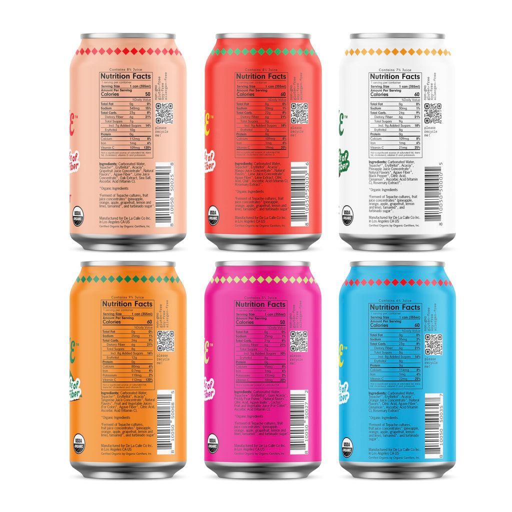 De La Calle Tepache - Mixta Variety Pack - Modern Mexican Soda - Craft Fermented Pineapple Sparkling Beverage - Certified Organic, Non-Alcoholic, Healthy Soda, Low Sugar, Low Calorie, Non-GMO