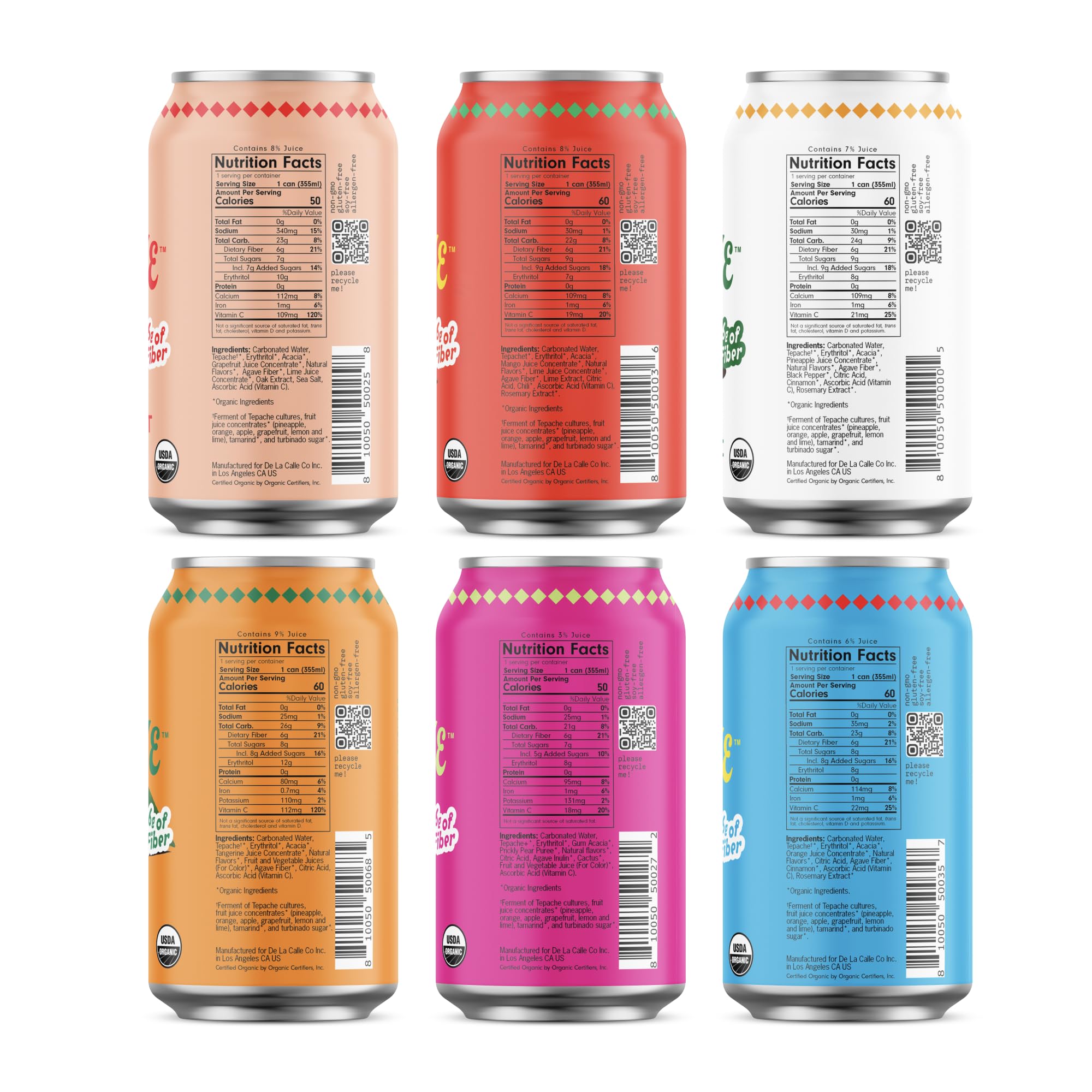 De La Calle Tepache - Mixta Variety Pack - Modern Mexican Soda - Craft Fermented Pineapple Sparkling Beverage - Certified Organic, Non-Alcoholic, Healthy Soda, Low Sugar, Low Calorie, Non-GMO