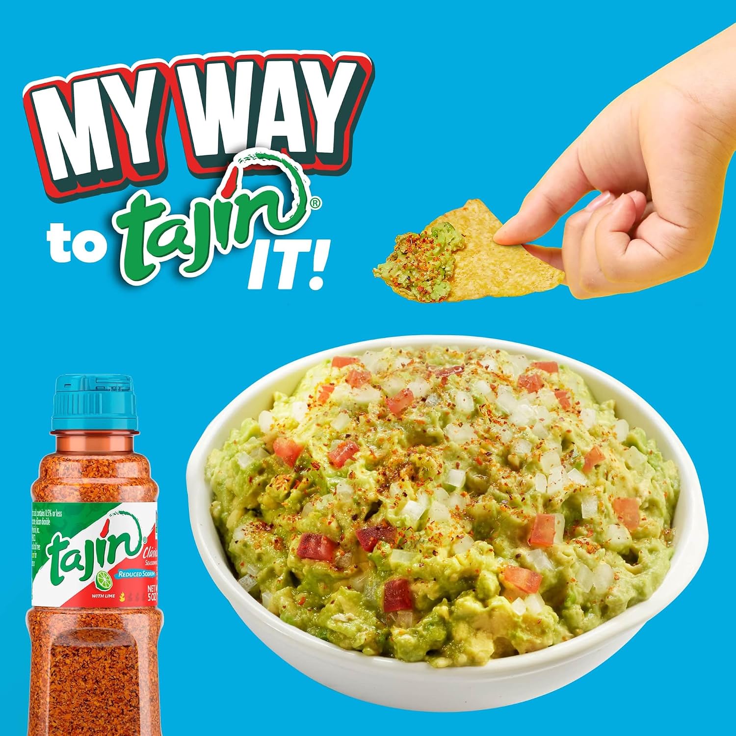 Tajin Clásico Reduced Sodium Seasoning, Authentic Mexican Chile Lime Spice Blend for Fruit, Vegetables, Salad Bowls, Avocado, Cucumber, and Fresh Produce, Zesty Flavor Enhancer, 5 oz, (Pack of 1)