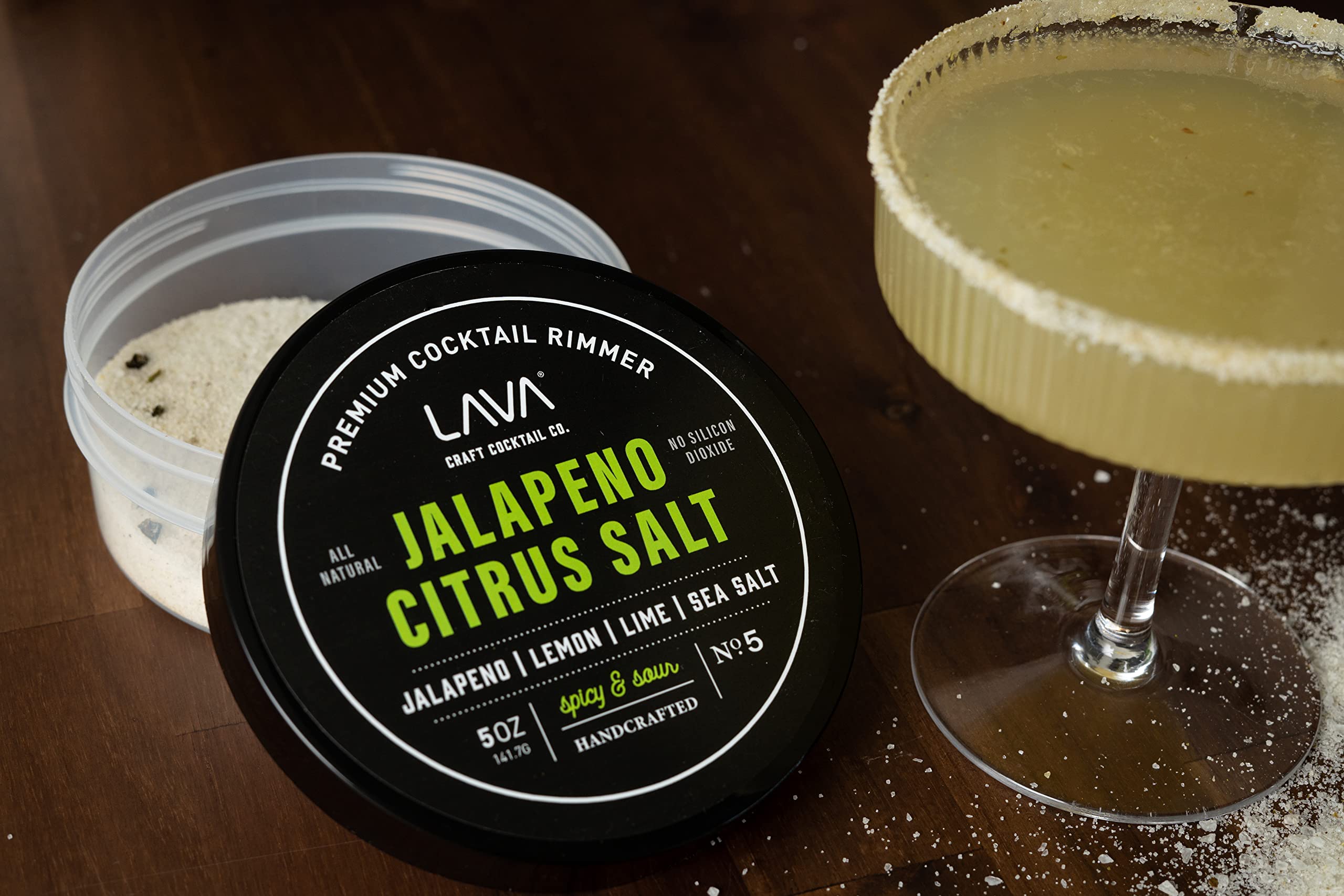LAVA Premium Chile Lime Clásico Cocktail Rimmer 5oz, All Natural Bloody Mary Rimmer, Michelada Rimmer, Margarita Rimmer Salt, No Silicon Dioxide, with Screw-On Lid