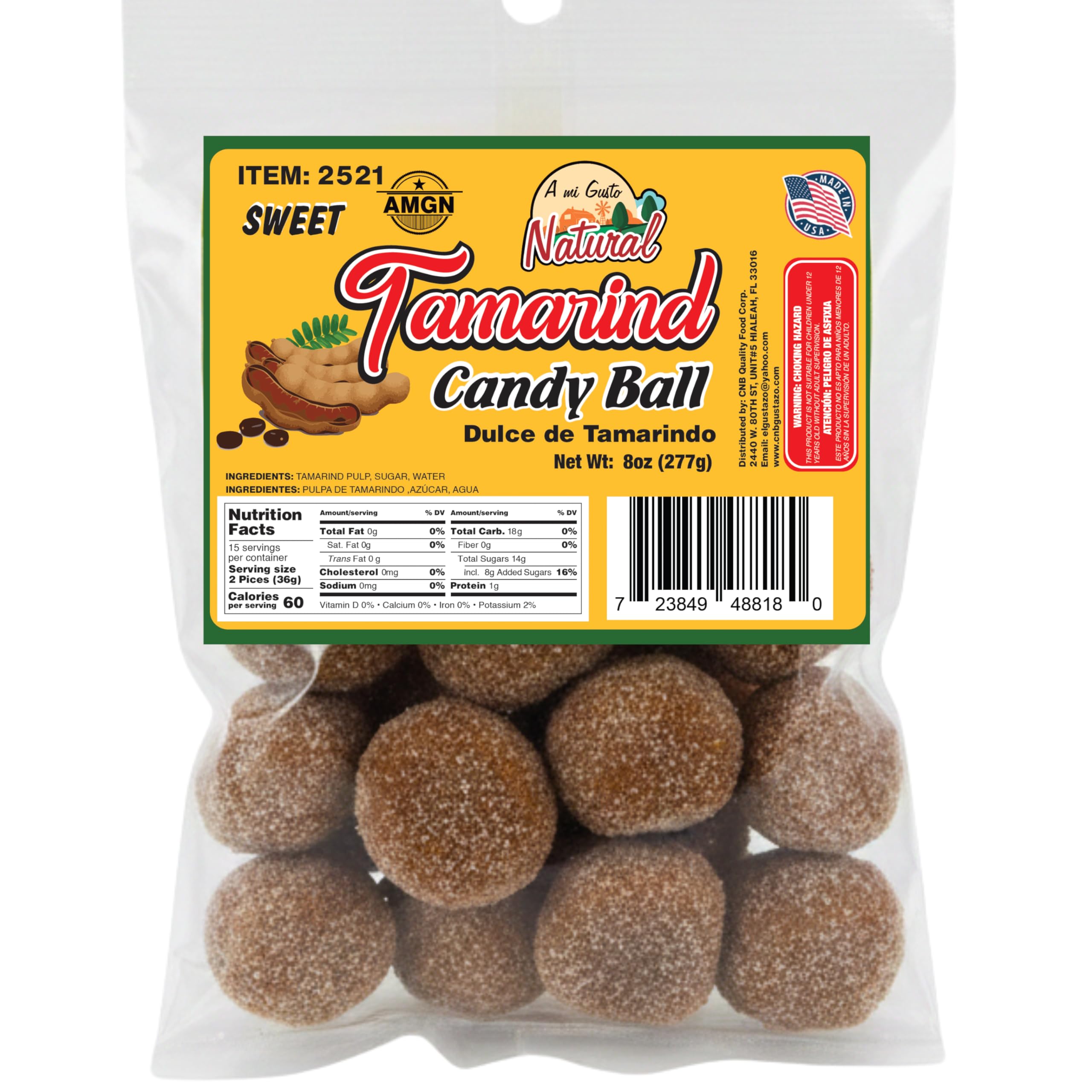 A Mi Gusto Natural Spicy Tamarind Candy Balls, 8 oz – Tamarind Candy with Chili Made with Simple Ingredients