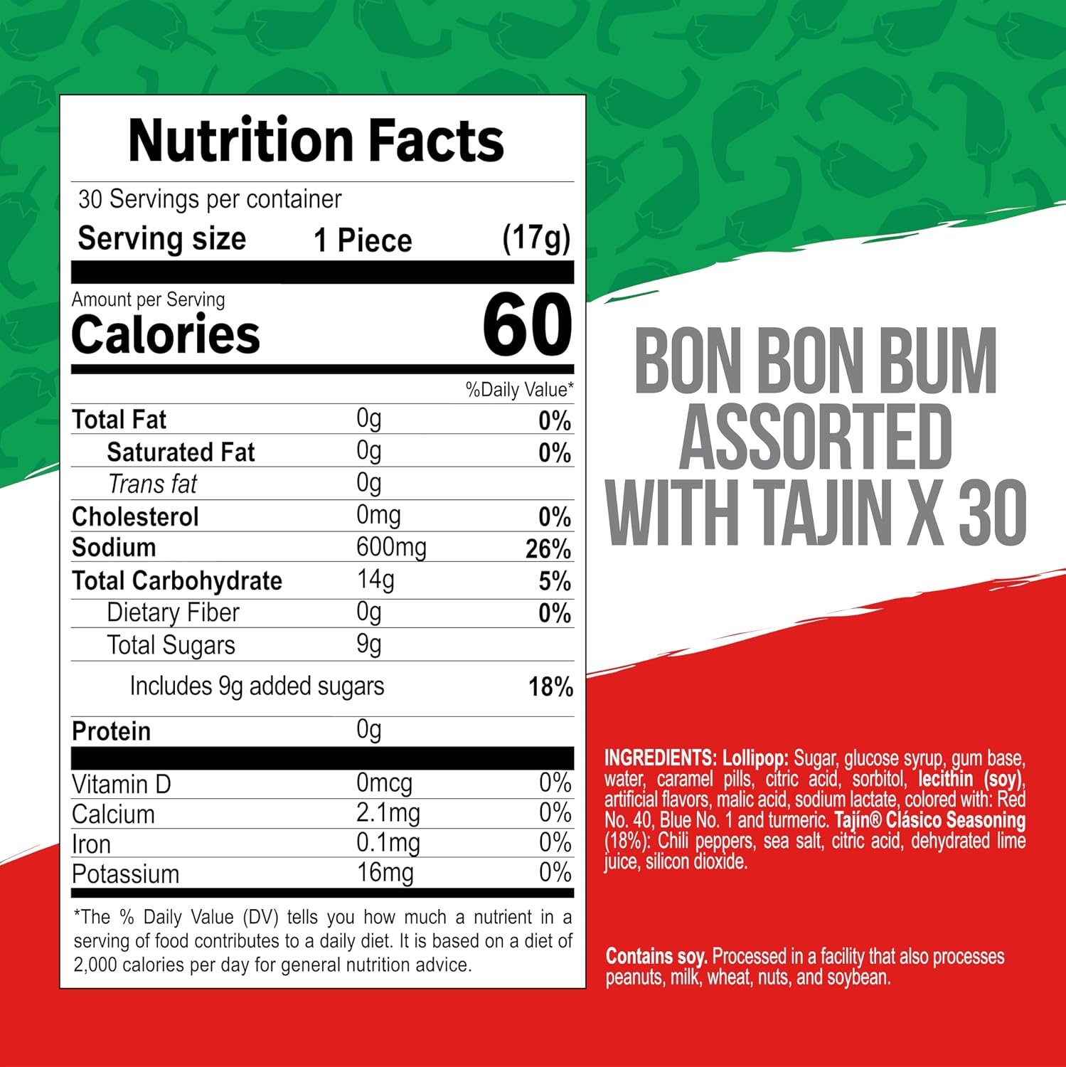 Colombina Bon Bon Bum Tropical Passion Fruit & Watermelon with Tajin Seasoning Chile Lime Dip, 20 Count (Pack of 1)