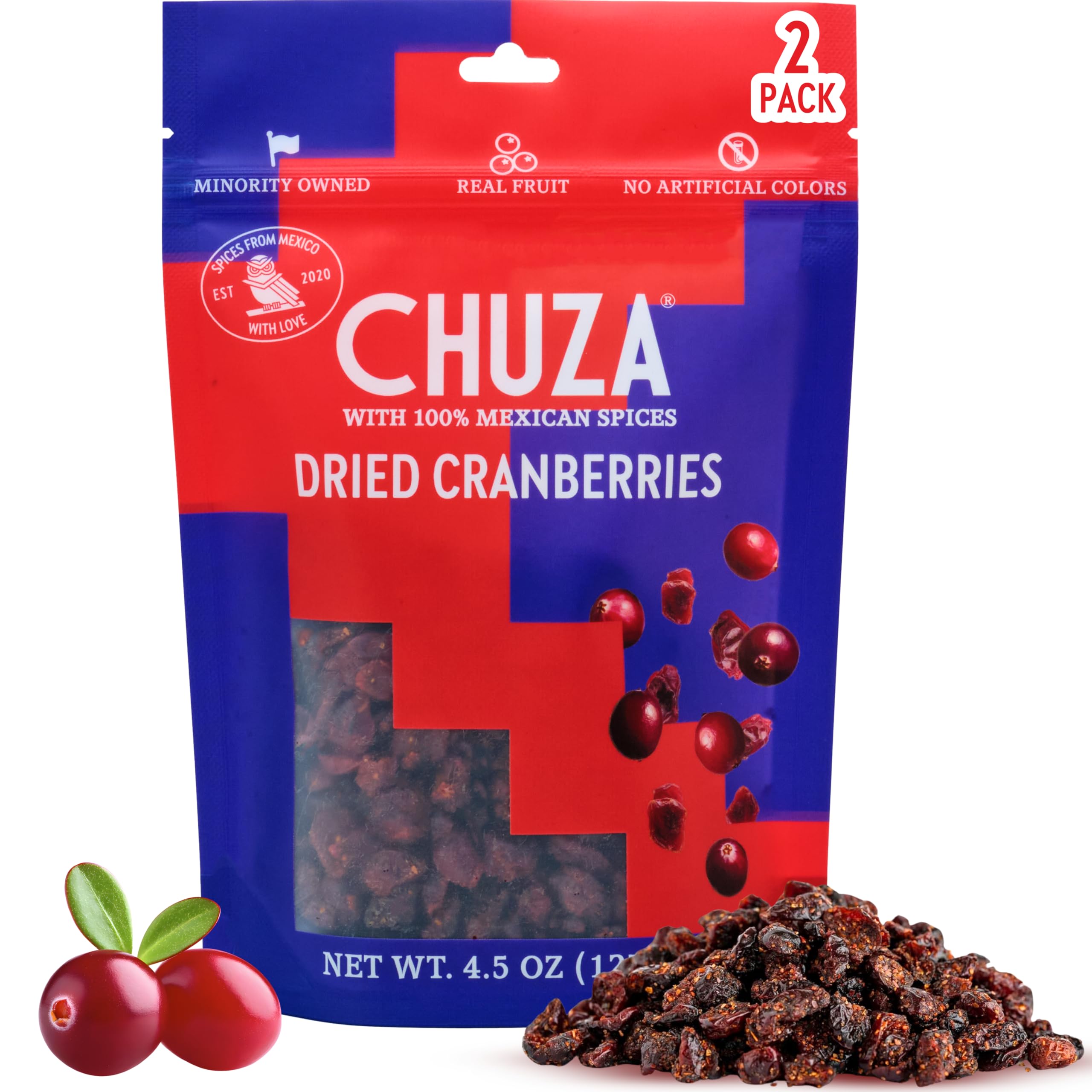 CHUZA Spicy Dried Mango Snacks Bites (4.5 oz. Pack of 2) – Mexican Candy Style Sweet Chili Dried Mango, with Chili Seasoning, Chili Powder, Dried Fruit Snacks, Spicy Snacks