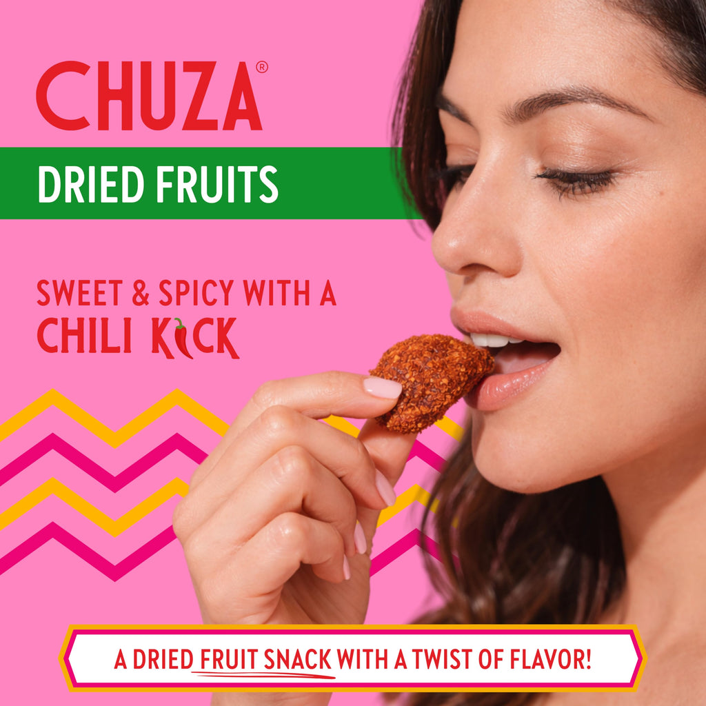 CHUZA Spicy Dried Mango Snacks Bites (4.5 oz. Pack of 2) – Mexican Candy Style Sweet Chili Dried Mango, with Chili Seasoning, Chili Powder, Dried Fruit Snacks, Spicy Snacks