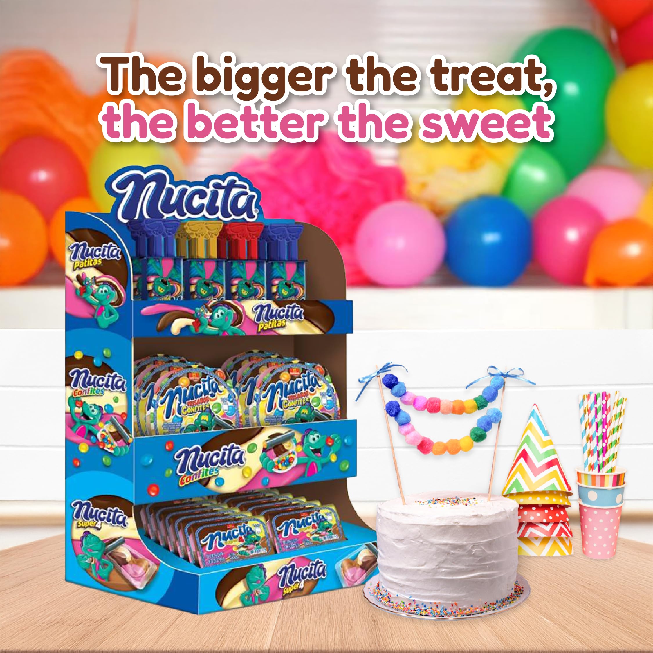 Nucita Confites 3-Flavor Spreadable Candy with Chocolate Candy (12 Pack) | Chocolate, Strawberry & Vanilla Spreadable Candy with Chocolate Flavored Candies