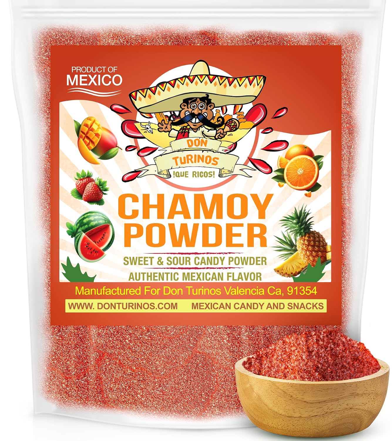 Chamoy Powder 12 oz Bag – Sweet, Spicy, Tangy Mexican Candy Powder for Fruit, Snacks, Candy & Drink Rims – Authentic Flavor Blend with Chile, Lime, Salt and Sugar – Resealable Bulk Pack By Don Turinos