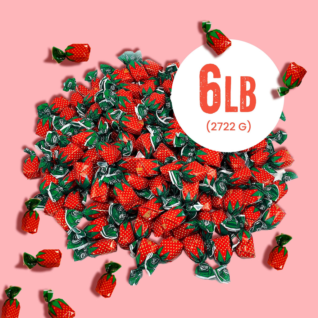 Strawberry Hard Candy Individually Wrapped by Cambie, 2 lbs of Strawberry Candy with a Deliciously Sweet Hard Exterior with a Soft, Fruit-Filled Center