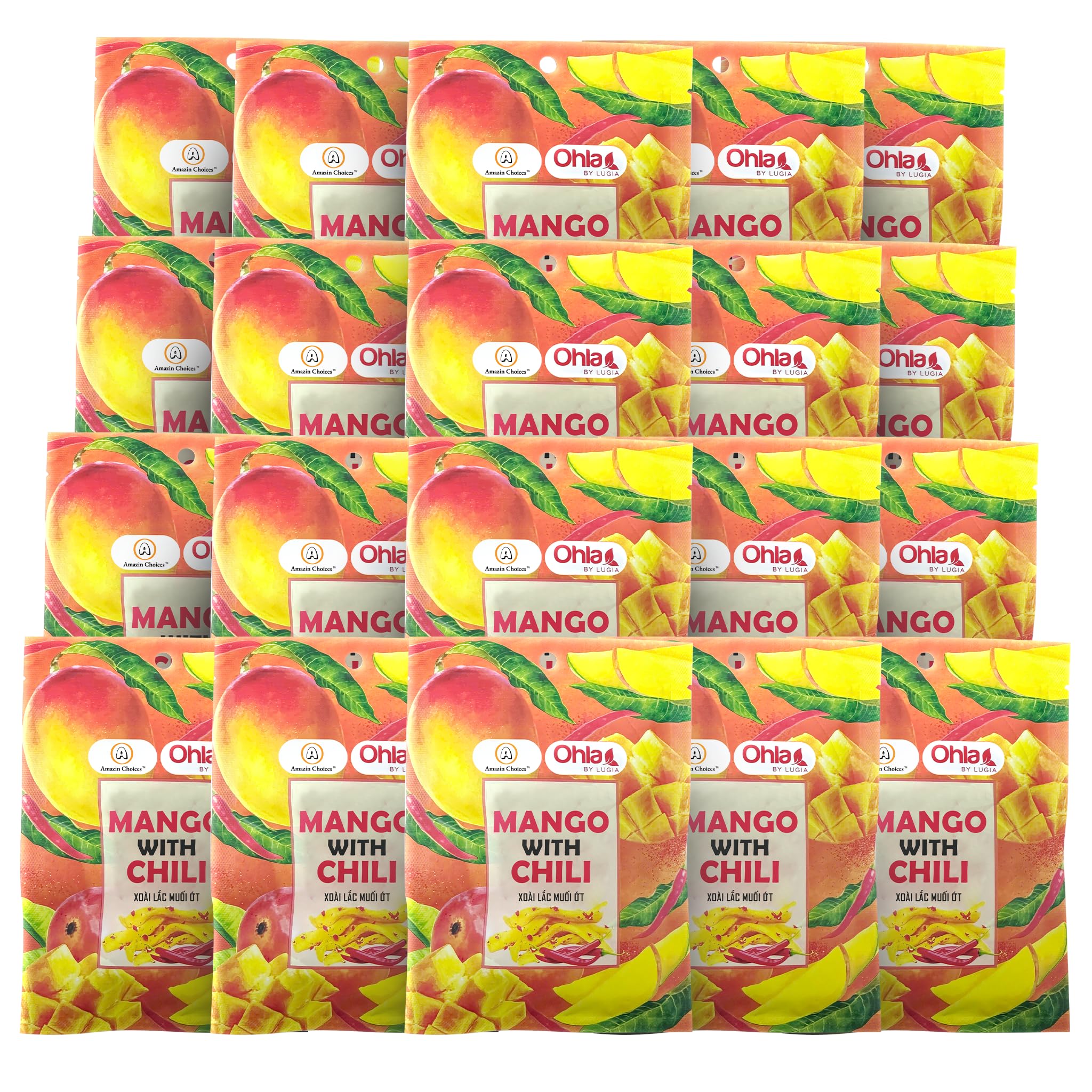 Spicy Dried Mango with Chili By Amazin Choices – Vegan Sweet & Hot Fruit Snacks, Non-GMO Dry Chamoy Mangoes Slices, Candy Bites, Gluten-Free Chili Snack Pack of 3 (1.76 oz x3)