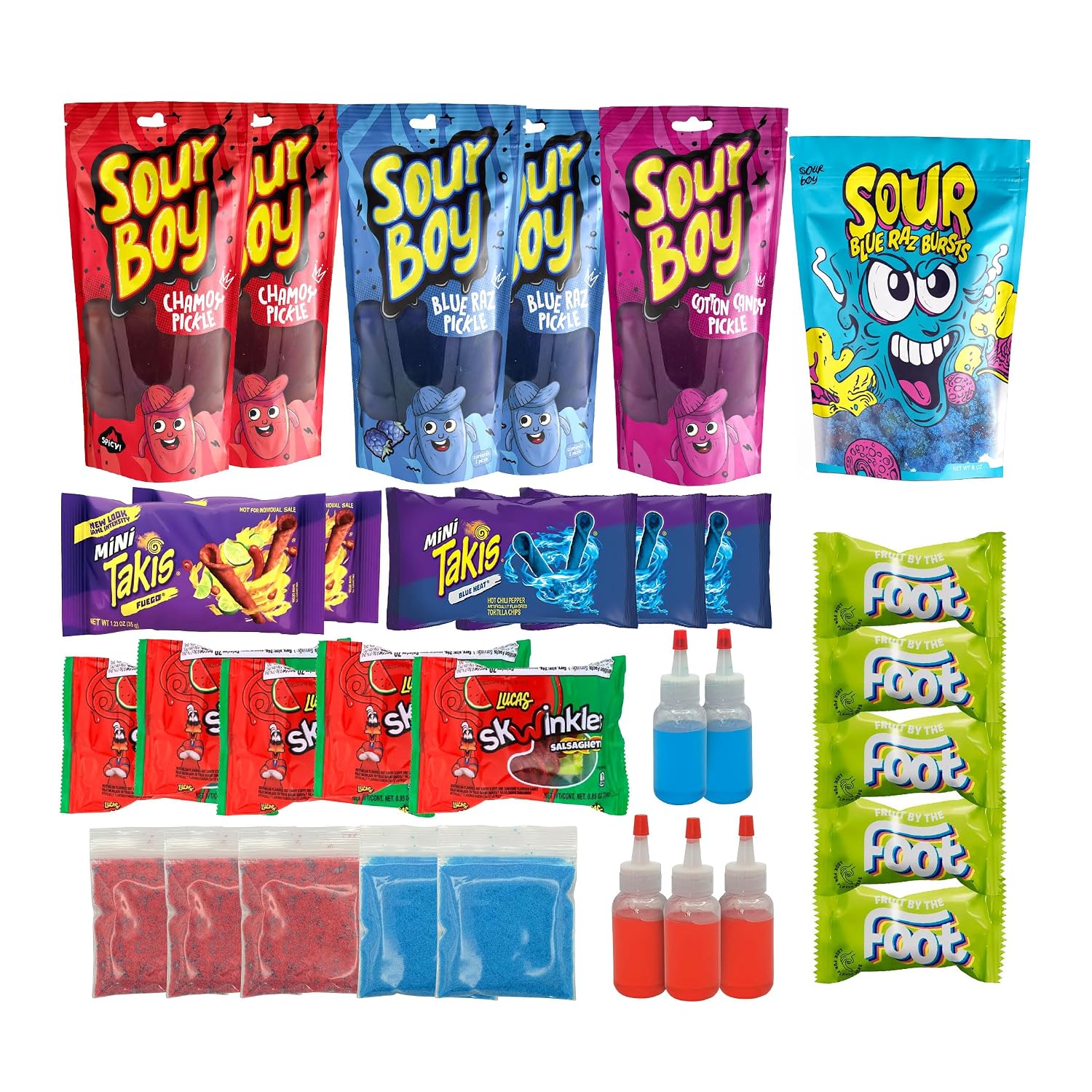 Sourboy Chamoy Pickle Kit Family 5-Pack – Includes 5 Full Kits with Chamoy Pickles, Gushers, Fruit Roll Ups, Candy, and More – Sour & Spicy Snack Pack for Families, Parties, or Gifting