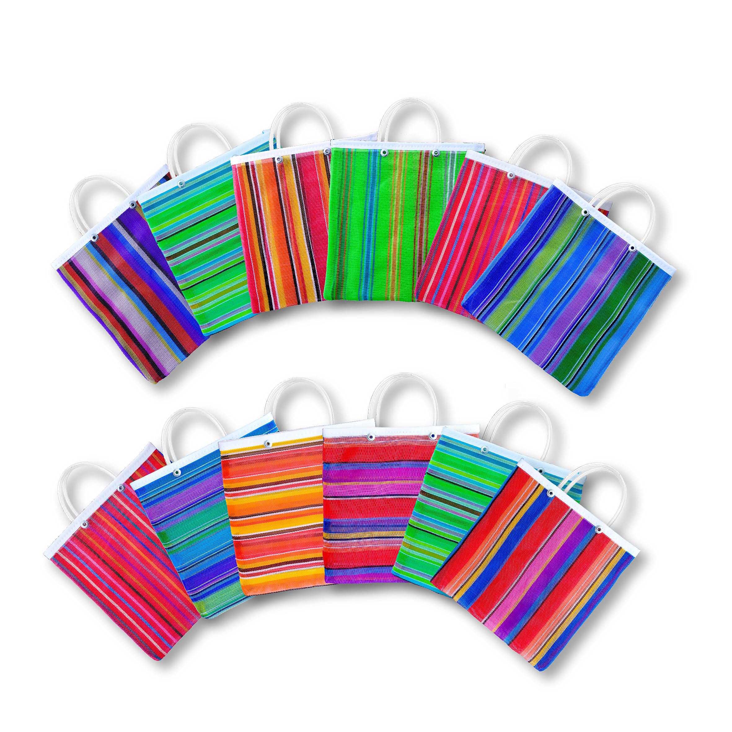 La Sol Imports Bolsitas Mexicanas Para Dulces Mini Mercado Bags Tote Para Dulces De Cumpleaños Goodie Bags Morralitos Dulceros Colorful Mesh Party Favor Perfect Size (7.5in x 7.5in) (12x)