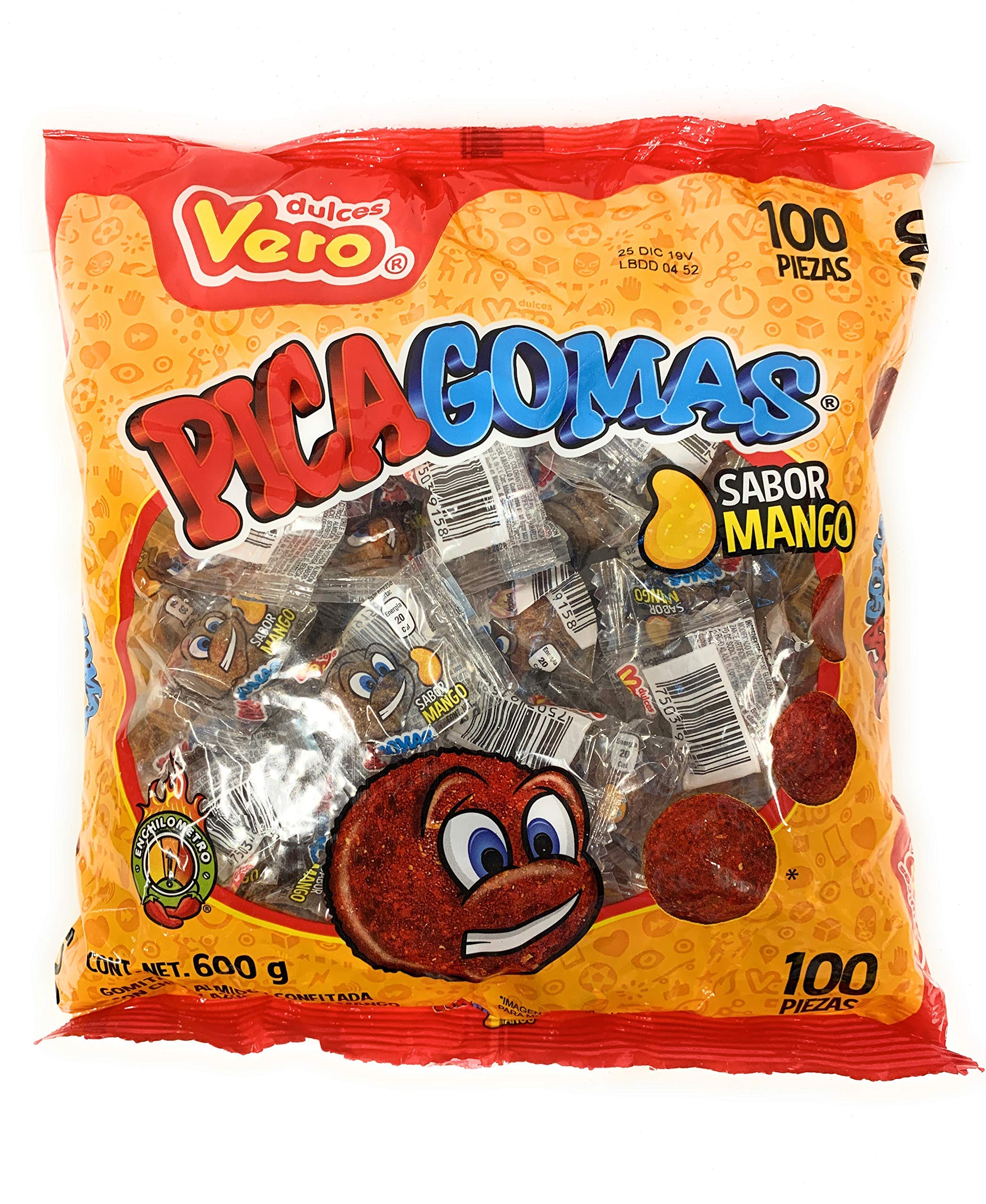 Vero PicaTamarind - Tamarind Flavor Chewy Gummy Treats Coated With Chili Powder & Sugar 100 Pieces (5.15 Oz) - Mexican Candy - Individually Wrapped Gummies for Halloween, Piñatas, and More