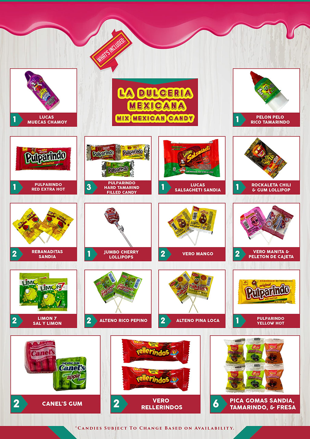 Mexican Candy Mix Dulces Mexicanos surtidos candy, Such as Sweet, Sour and Chili with Tangy taste of our Variety Pack (50 Count) by LookOn.