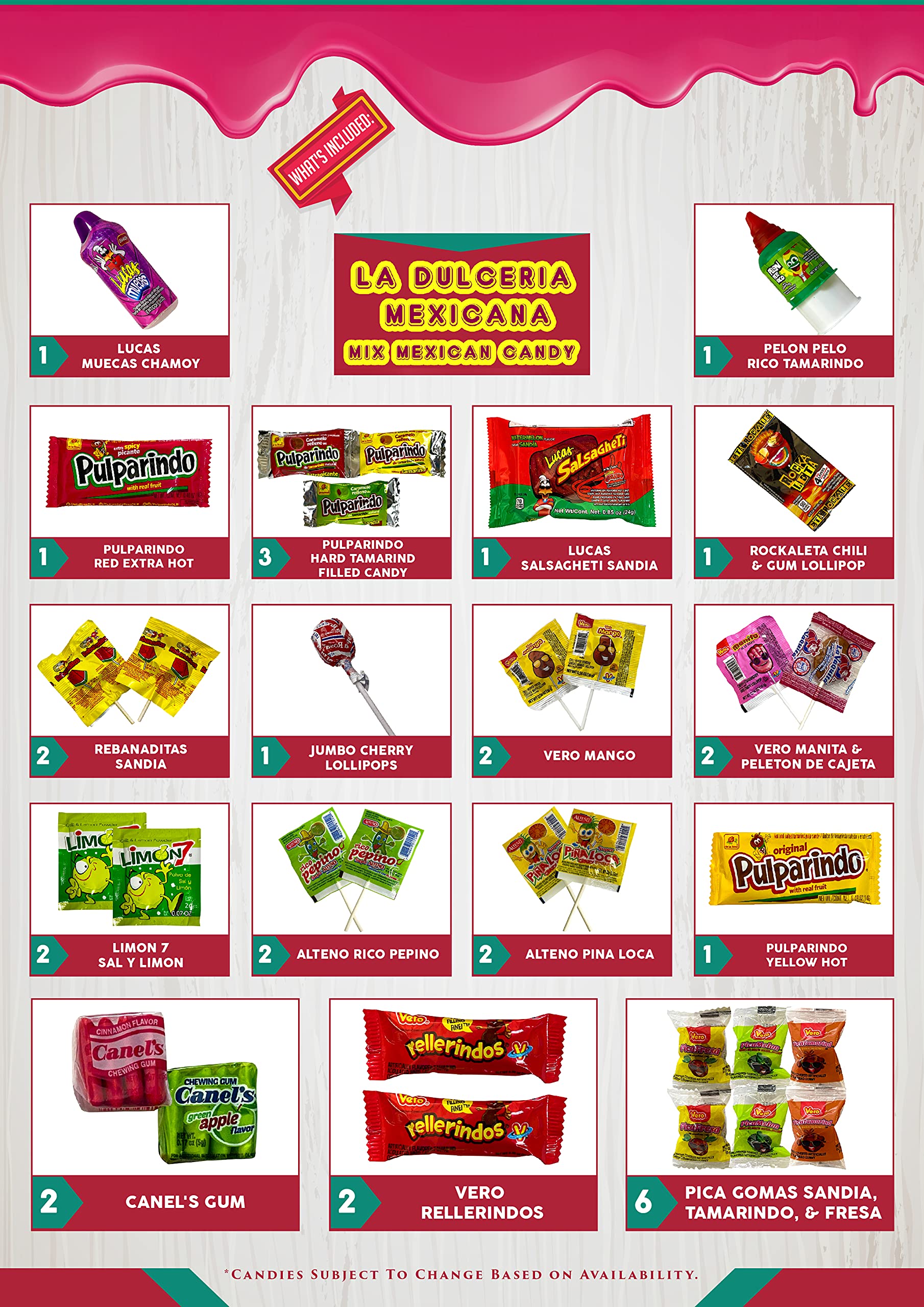 Mexican Candy Mix Dulces Mexicanos surtidos candy, Such as Sweet, Sour and Chili with Tangy taste of our Variety Pack (50 Count) by LookOn.