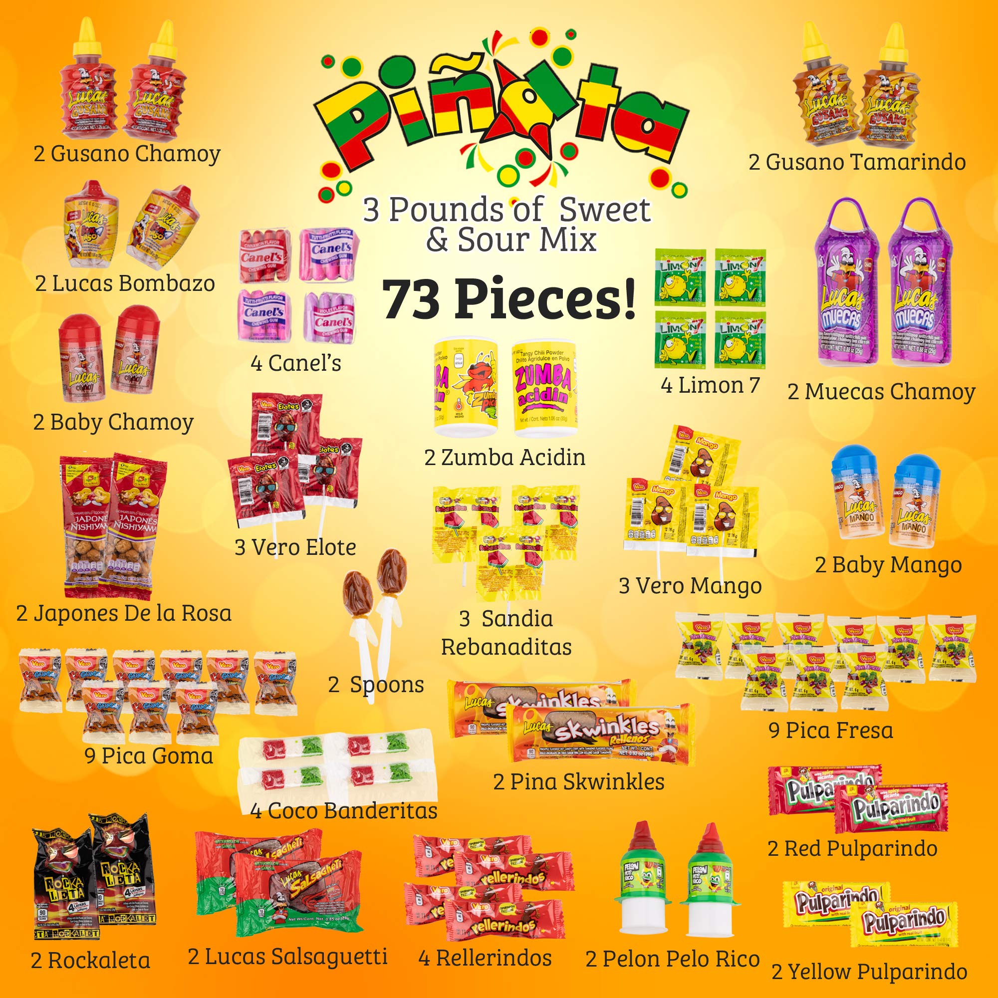 Pinata Mexican Candy Box (Tik Tok Slap Pack Tamarindo (9.9 Ounces)(16 Pieces) Slaps Lollipop Candy DIY Kit