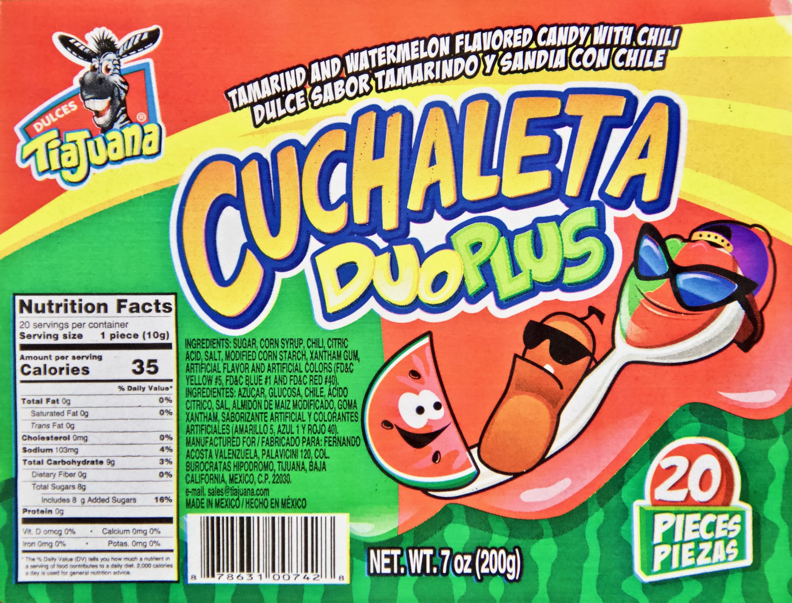Cuchaleta - Tamarind and Watermelon Flavored Candy With Chili: Dulces Sabor Tamarindo y Sandia Con Chile