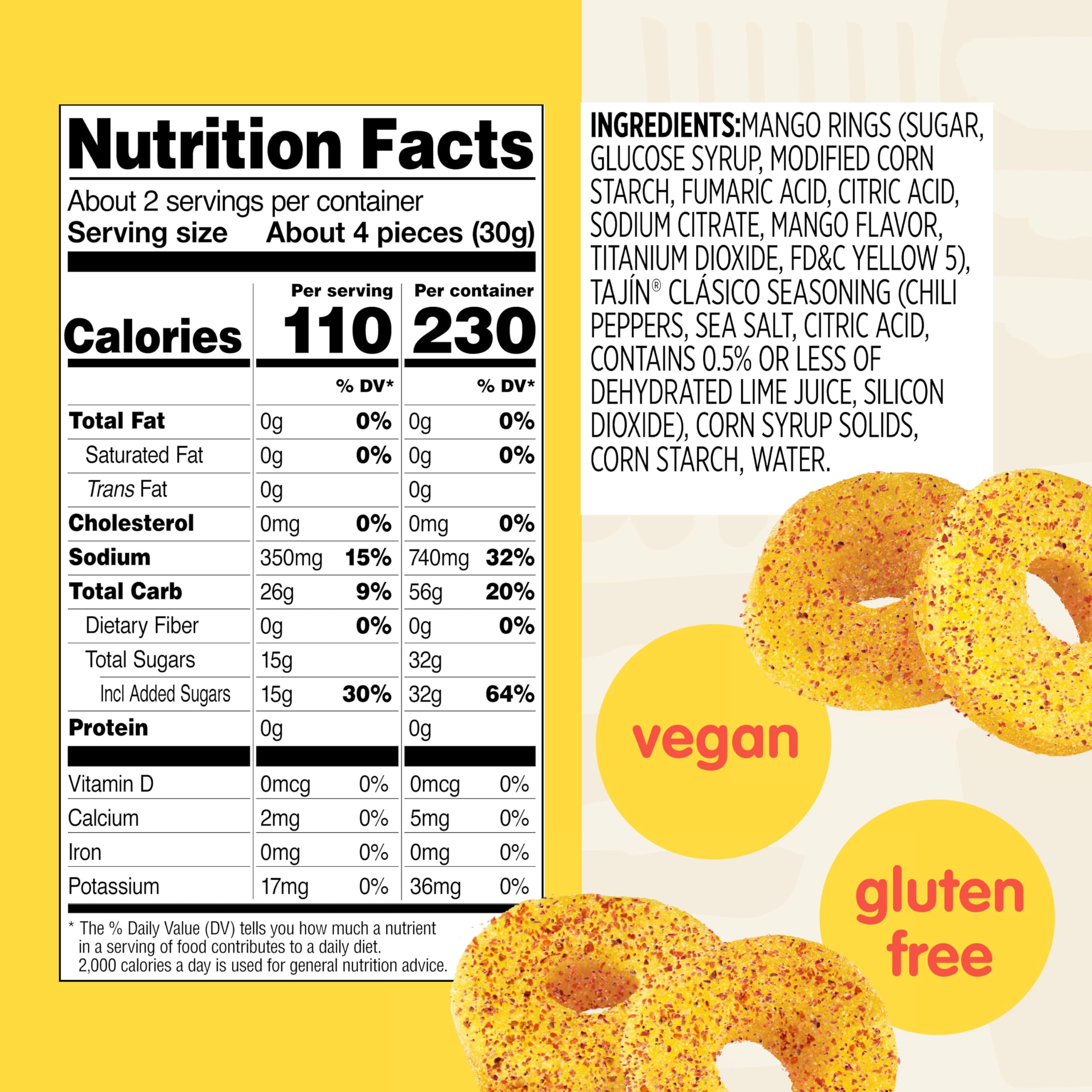 Snak Club Tajin Watermelon Rings, Chili & Lime Gummy Snacks, Mild in Heat Bold in Flavor, Gluten-Free Snack, 2.25oz,(Pack of 12)