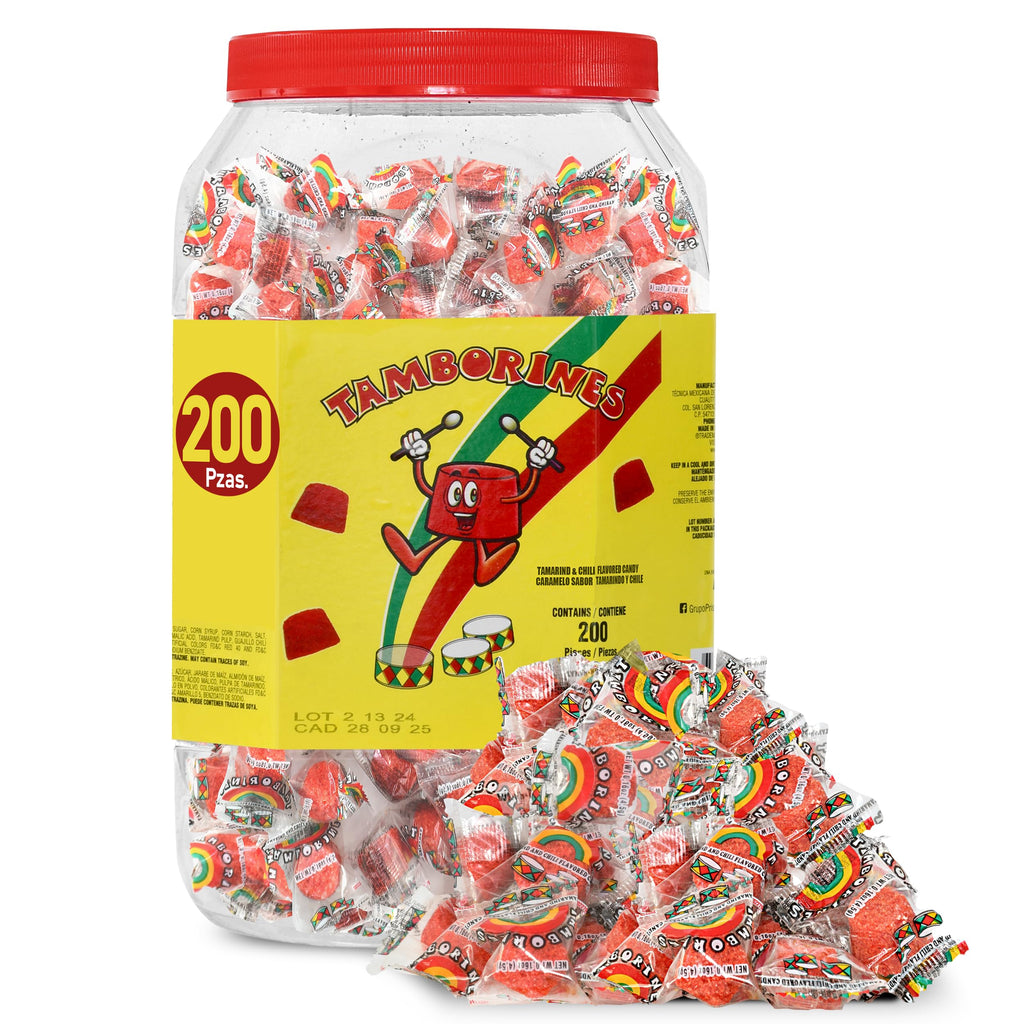 Tamborines Azulitos – Sweet & Spicy Tamarind Candy with Blue Berry Flavor, Individually Wrapped, 100 Pieces – Mexican Bulk Candy