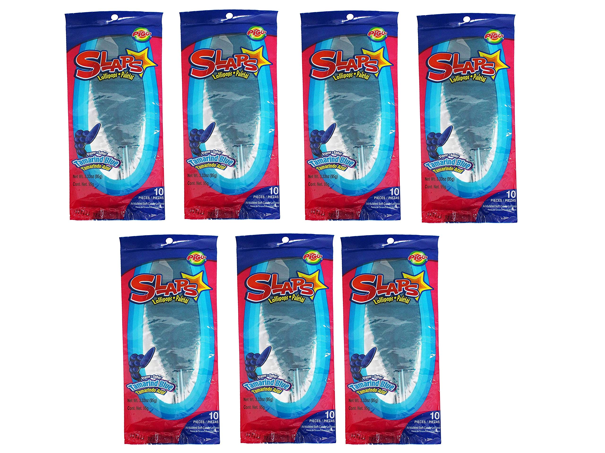 Dulces Pigui Slaps Green Apple Flavor Paletas Mexican Candy (10 Lollipops)