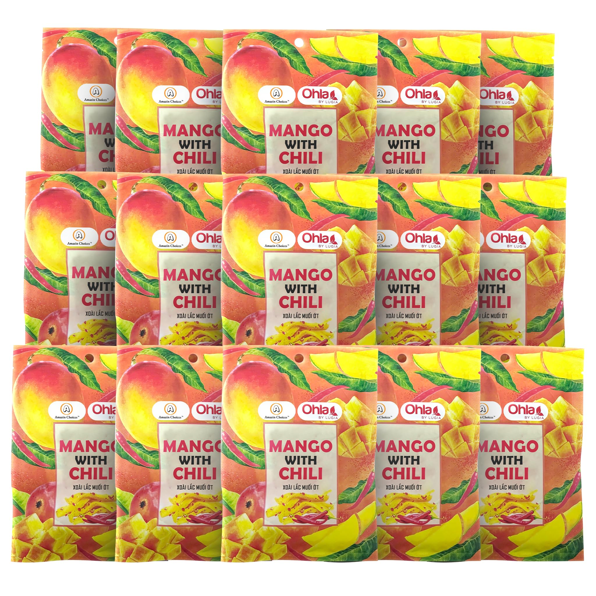 Spicy Dried Mango with Chili By Amazin Choices – Vegan Sweet & Hot Fruit Snacks, Non-GMO Dry Chamoy Mangoes Slices, Candy Bites, Gluten-Free Chili Snack Pack of 3 (1.76 oz x3)