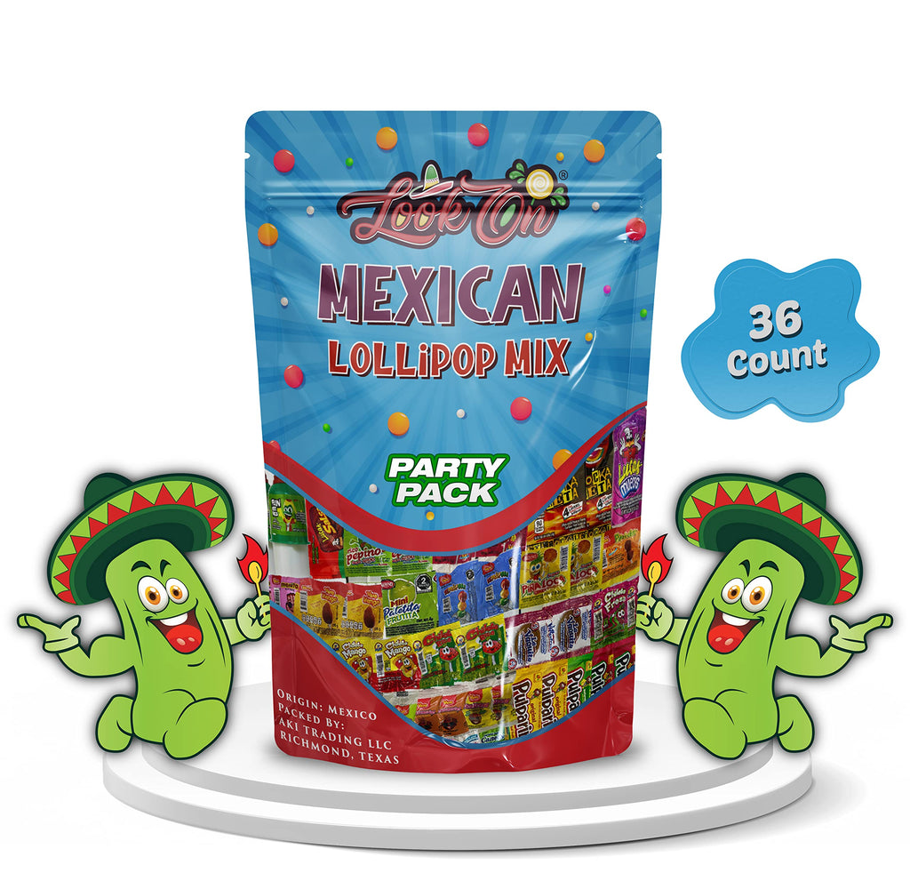 Mexican Candy Lollipops - Dulce Mexicanos Surtidos - Variety Pack of Sweet, Sour, Salty & Spicy - Mexican Candies Snacks (36 Count)