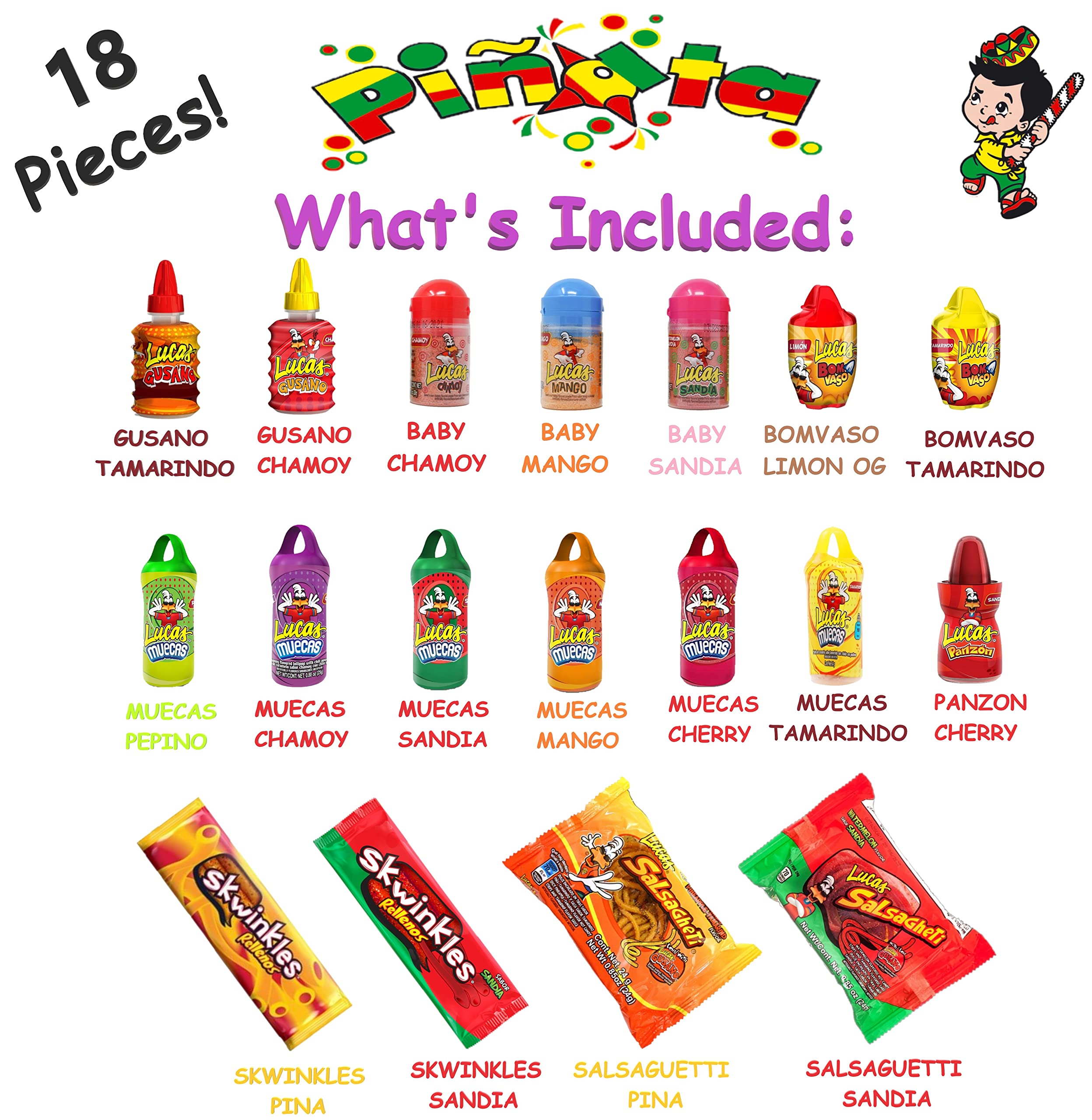 Pinata Mexican Candy Box (Tik Tok Slap Pack Tamarindo (9.9 Ounces)(16 Pieces) Slaps Lollipop Candy DIY Kit