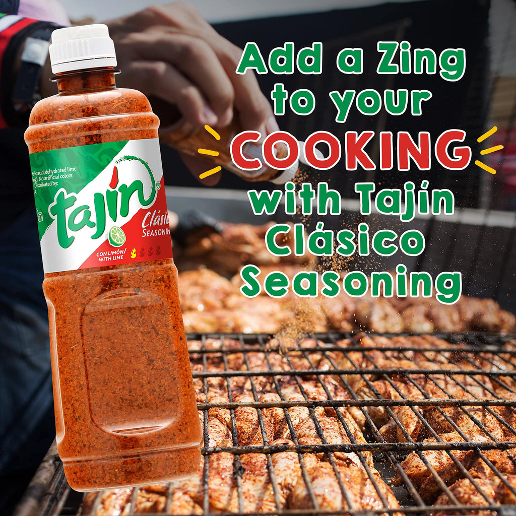 Tajin Clásico Seasoning, Authentic Mexican Chili Lime Spice Blend for Fruit, Snacks, Tacos, and Cocktails, Zesty Flavor Enhancer, 14 oz (Pack of 1)