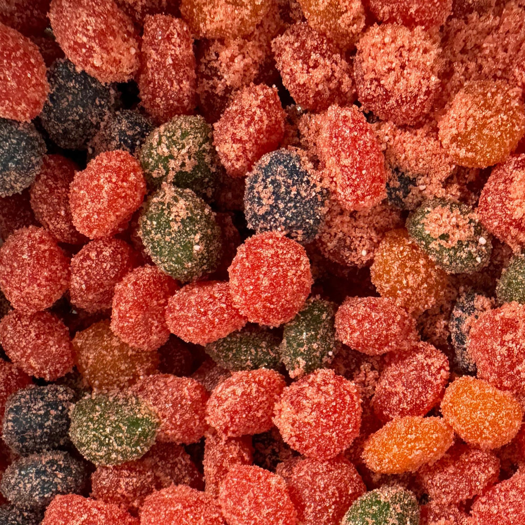 Sour Blue Raspberry Gushers — Candy Coated with Extra Powder | 7 Flavors Available | 0.25lb, 0.5lb & 1lb Bags (4oz, Chamoy Tajin)