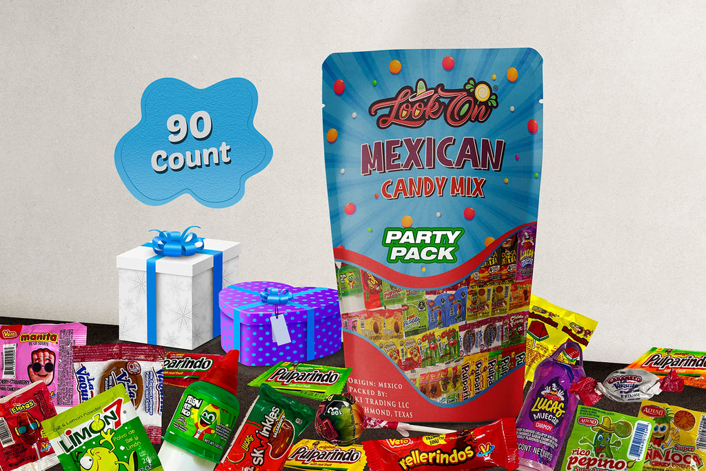 Mexican Candy Assortment Snacks Pack - Variety of Spicy, Sweet, and Sour Candies, Includes Lucas Candy, Pelon Pelo Rico, Pulparindo, Rellerindo, by LookOn (42 Count)