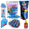 Popping Crunch Pickle Kit - Cotton Candy Crunch + Kool-aid Popping Candy + Food Crush Blue Raspberry Pickles + Ashley Dashley coated candy bursts + Lucas Chamoy Sauce