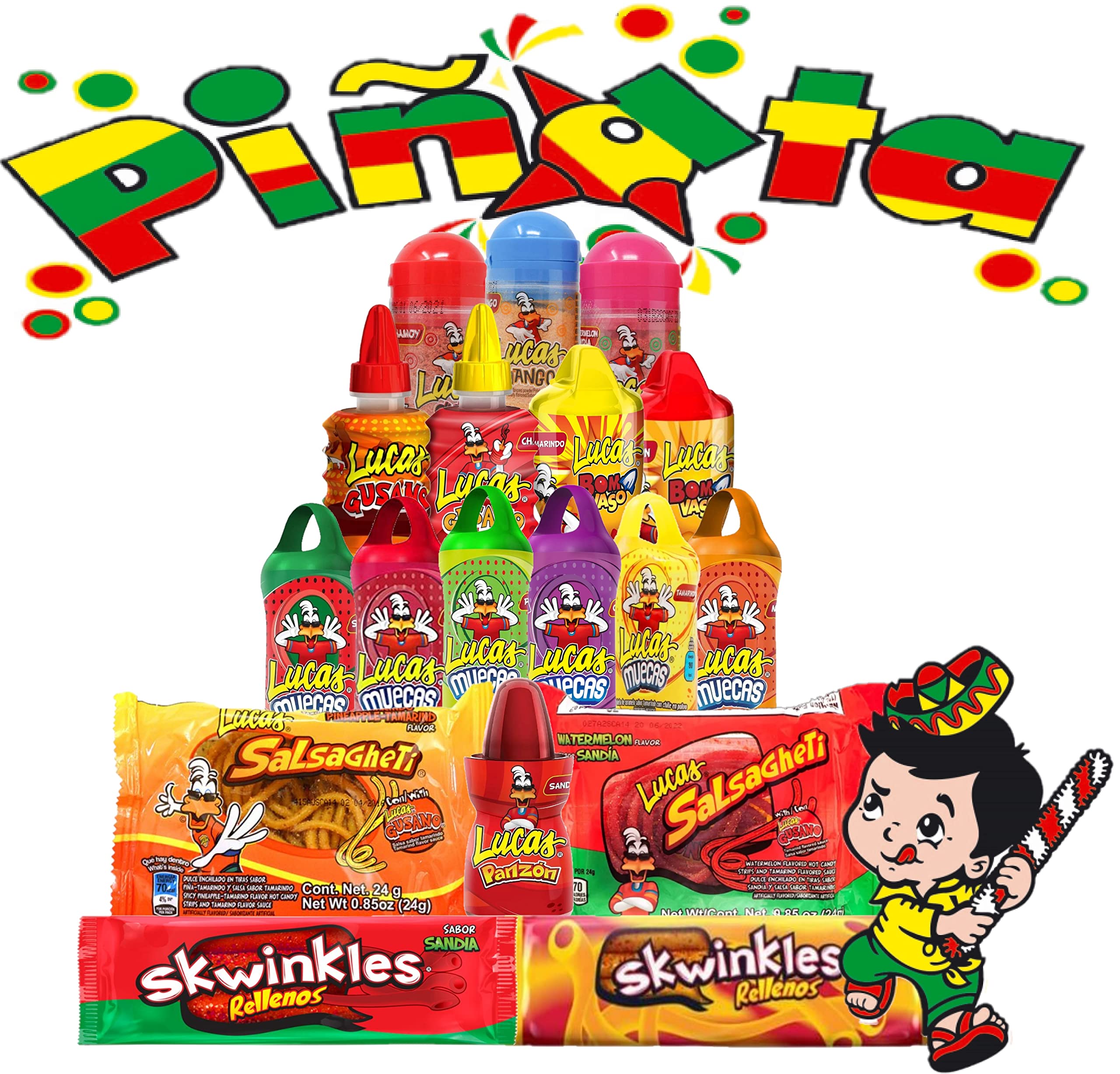 Pinata Mexican Candy Box (Tik Tok Slap Pack Tamarindo (9.9 Ounces)(16 Pieces) Slaps Lollipop Candy DIY Kit