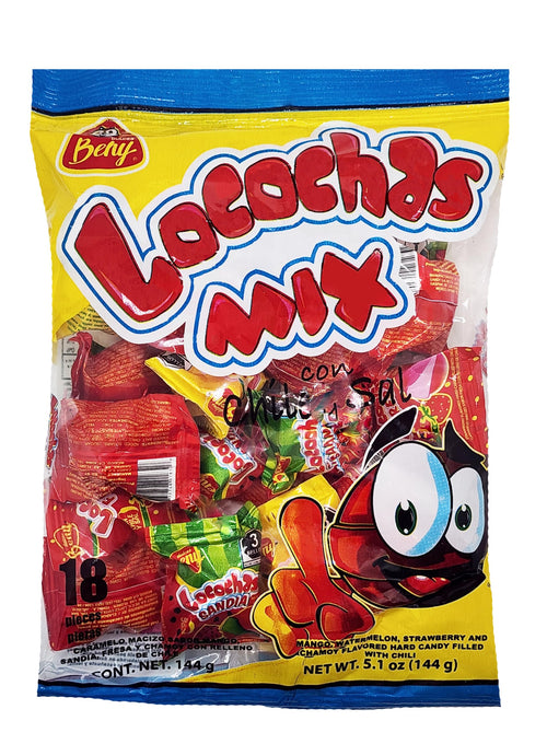 BENY LOCOCHAS PEG BAG HARD CANDY WITH CHILI POWDER CENTER 5.1OZ 18PCS (MIX)