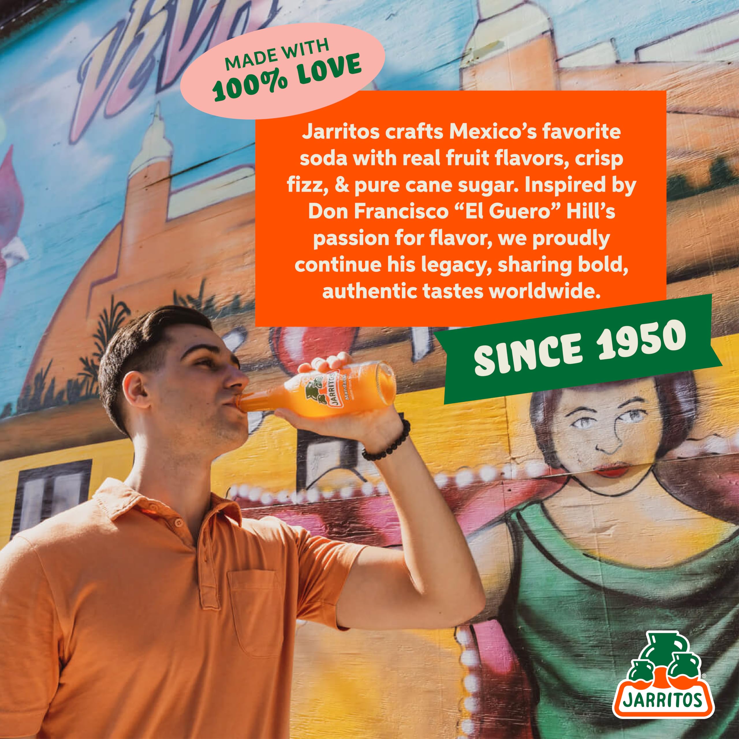 Jarritos - Mexican Soda Soft Drinks, Lime (17.7 oz, 524ml) 24 Bottles - Made with Real Cane Sugar - 0g Fat - Made in Mexico - Natural Flavor Soda Pop - Party & BBQ Beverages
