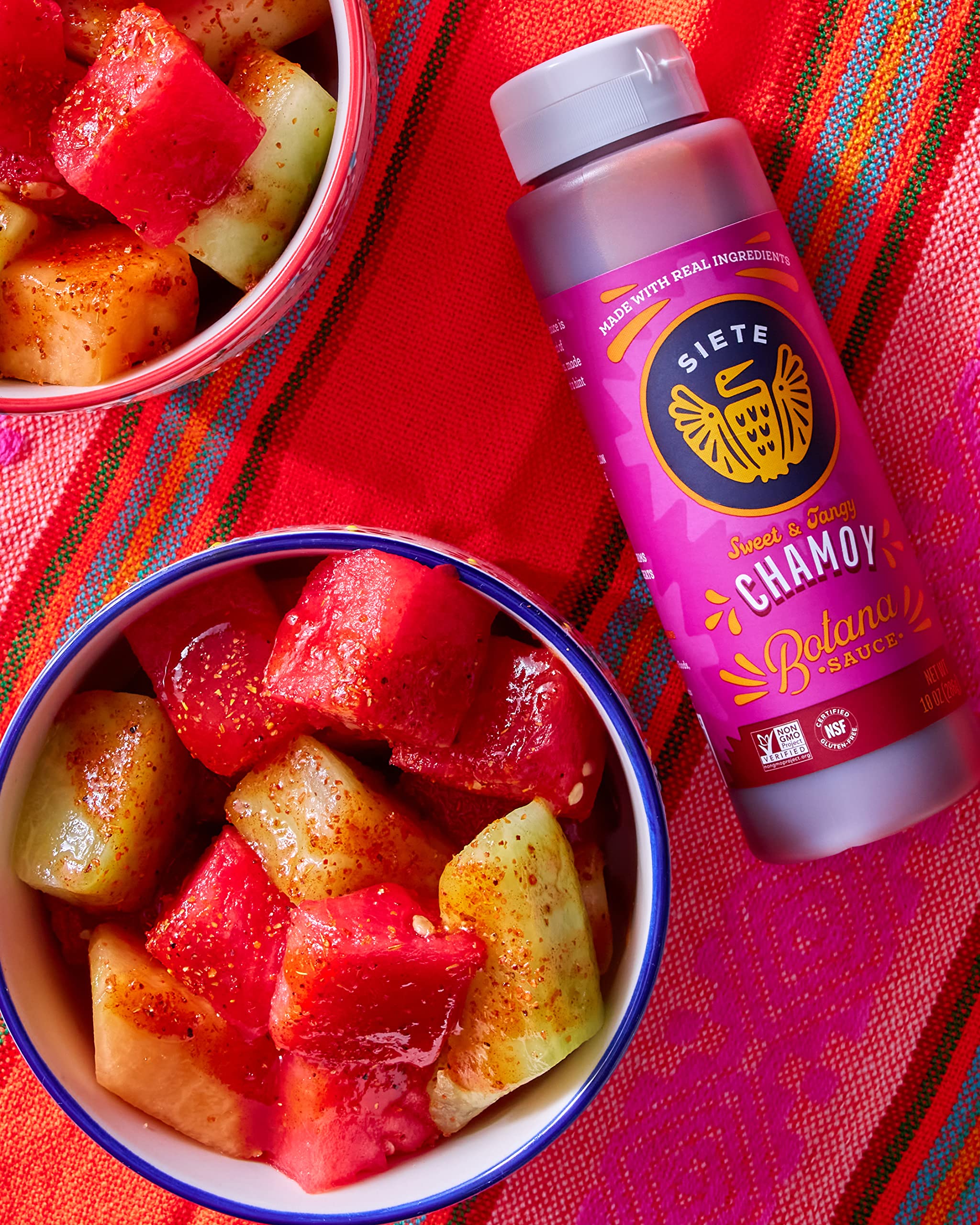 Siete Chamoy Botana Hot Sauce | Gluten Free | Vegan | Preservative Free | Non GMO | 10 Oz. Bottle (Pack of 4)