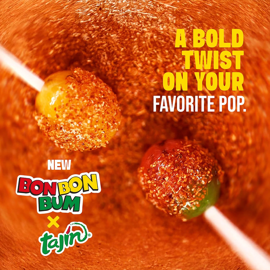 Colombina Bon Bon Bum Tropical Passion Fruit & Watermelon with Tajin Seasoning Chile Lime Dip, 20 Count (Pack of 1)
