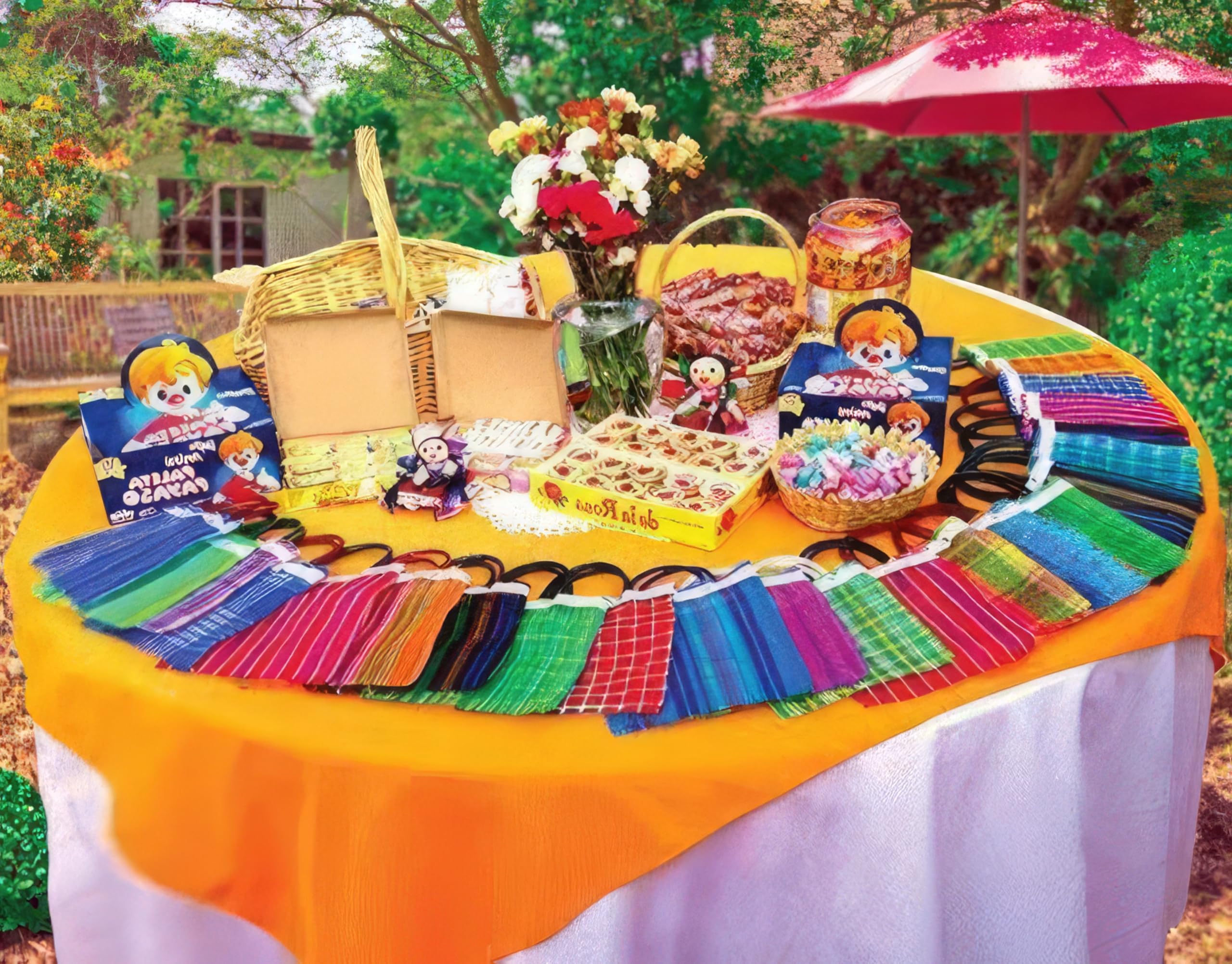 Alondra's Imports NEW (TM) Uniquely Designed Mini Tote Favor Bags - Mexican Candy & Mercado Bags (Mesh) - 10 x 7 - Multi-Colored (24 PACK)