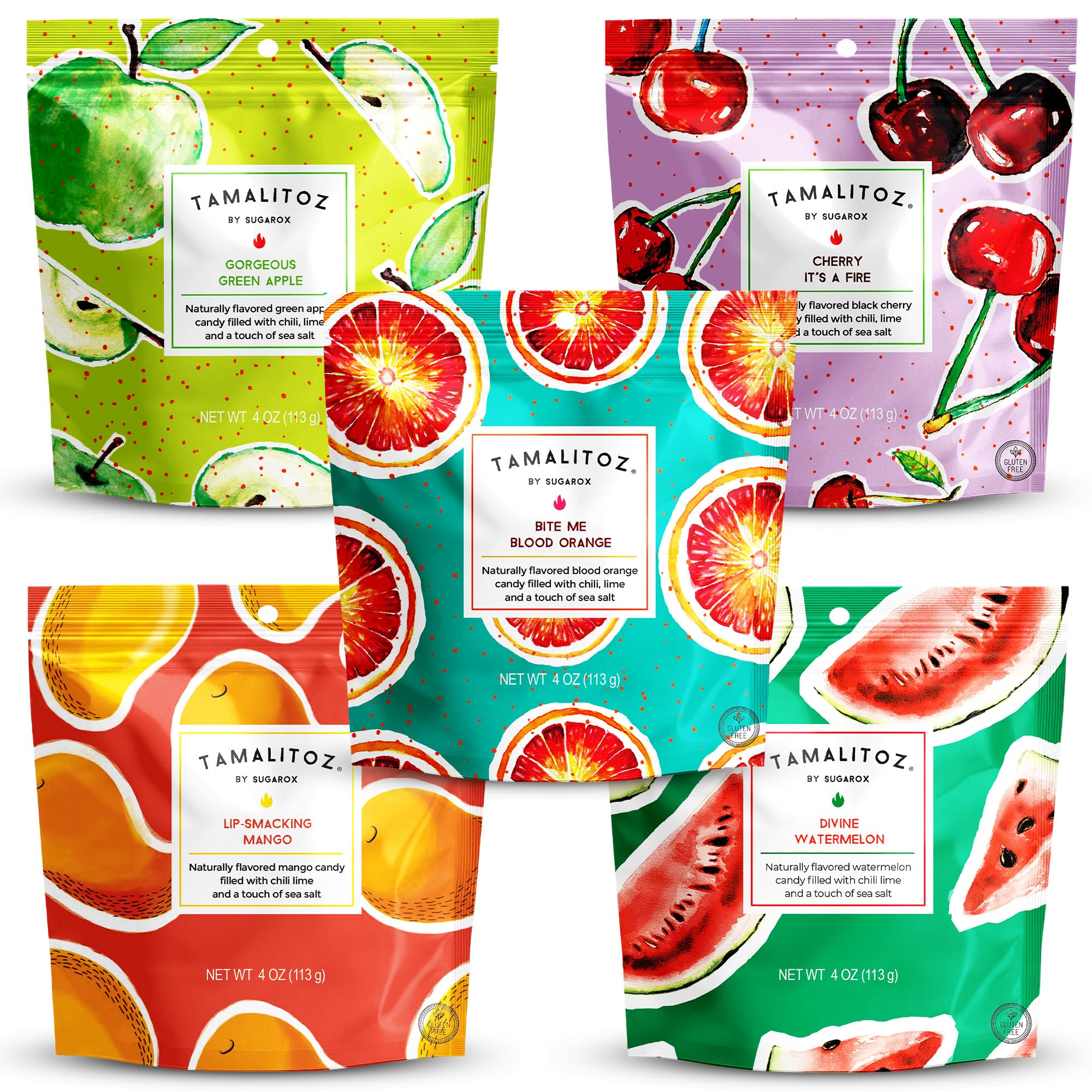 Tamalitoz Variety Pack – Spicy Mexican Hard Candy with Chile, Lime & Sea Salt, 8 Flavors: Mango, Cucumber, Tamarind, Watermelon, Pineapple, Blood Orange, Green Apple, Cherry – 8 Bags (4oz Each)