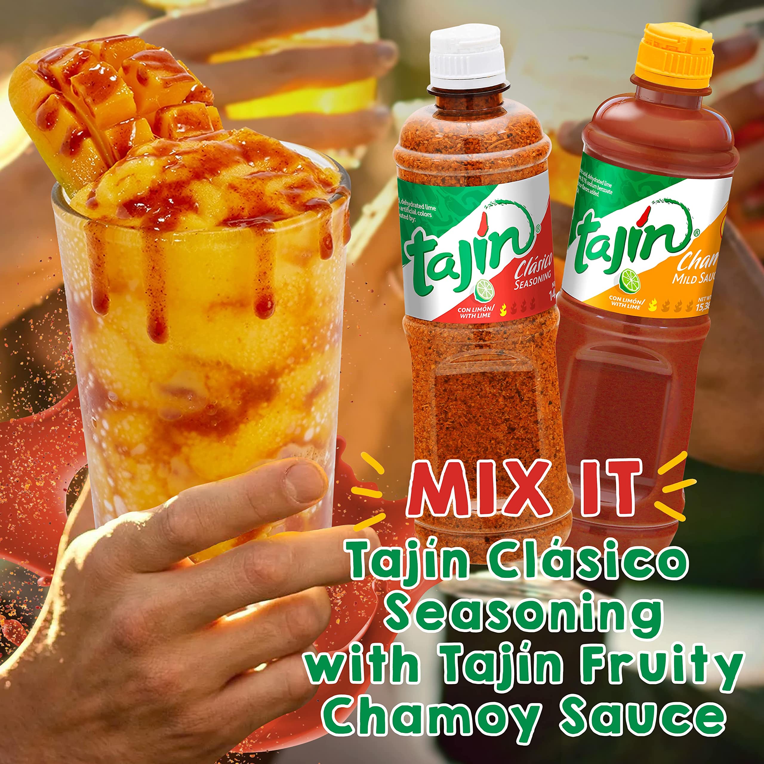 Tajin Clásico Seasoning, Authentic Mexican Chili Lime Spice Blend for Fruit, Snacks, Tacos, and Cocktails, Zesty Flavor Enhancer, 14 oz (Pack of 1)