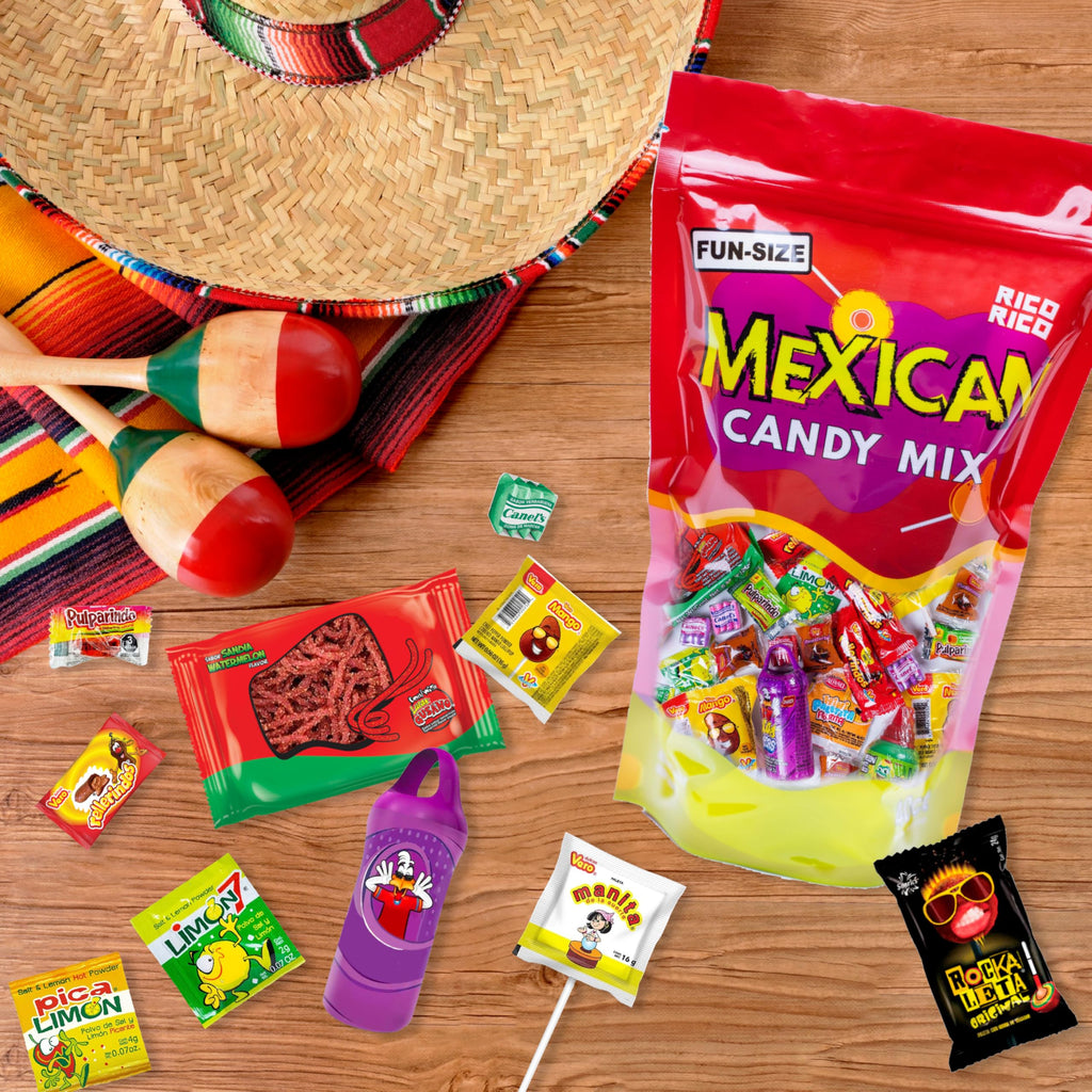 RICO RICO Mexican Mexican Candy Assortment 50 Pieces – Sweet, Spicy & Tangy Dulces Mexicanos, Tamarind, Chili, and Sour Treats, Fiesta Snacks