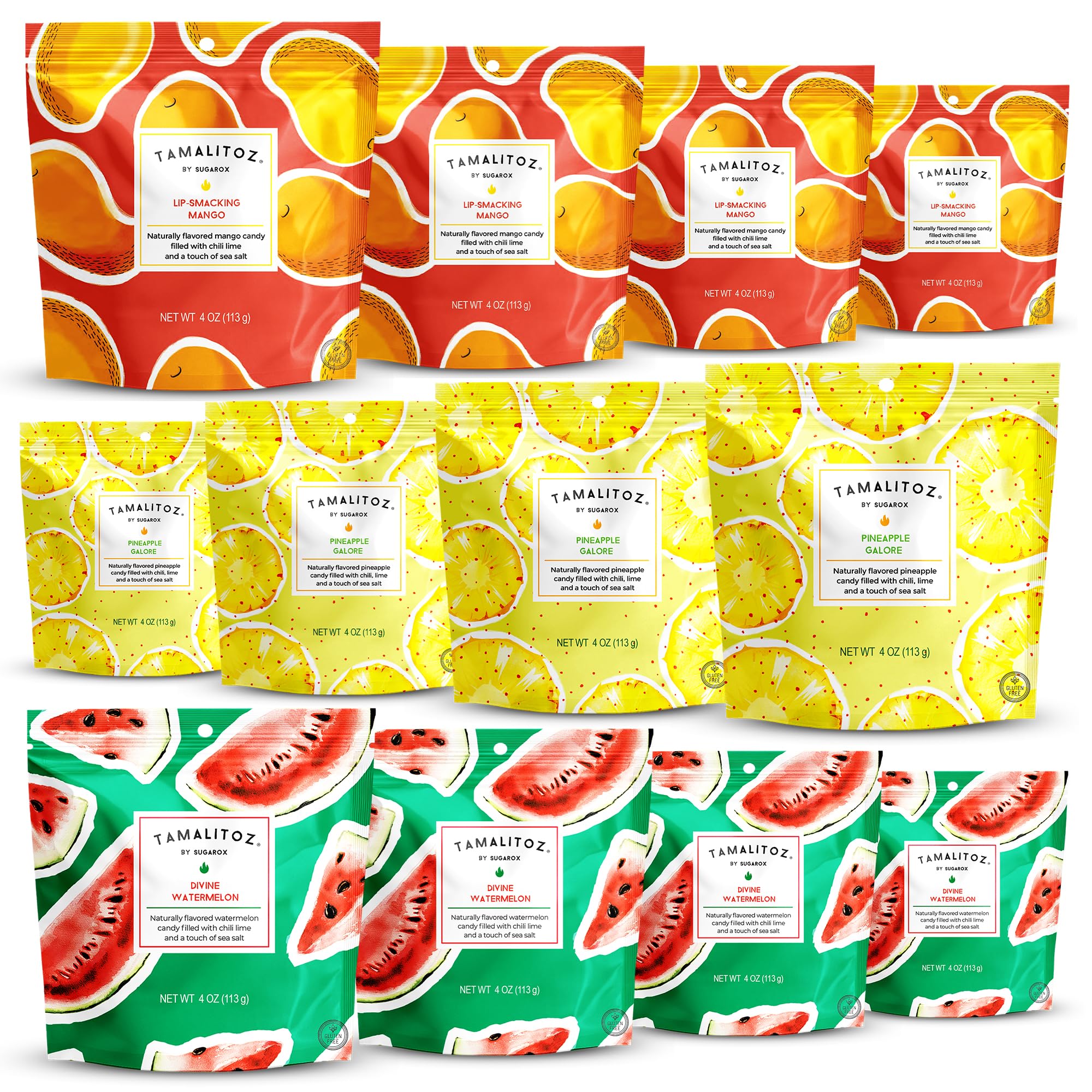 Tamalitoz Variety Pack – Spicy Mexican Hard Candy with Chile, Lime & Sea Salt, 8 Flavors: Mango, Cucumber, Tamarind, Watermelon, Pineapple, Blood Orange, Green Apple, Cherry – 8 Bags (4oz Each)